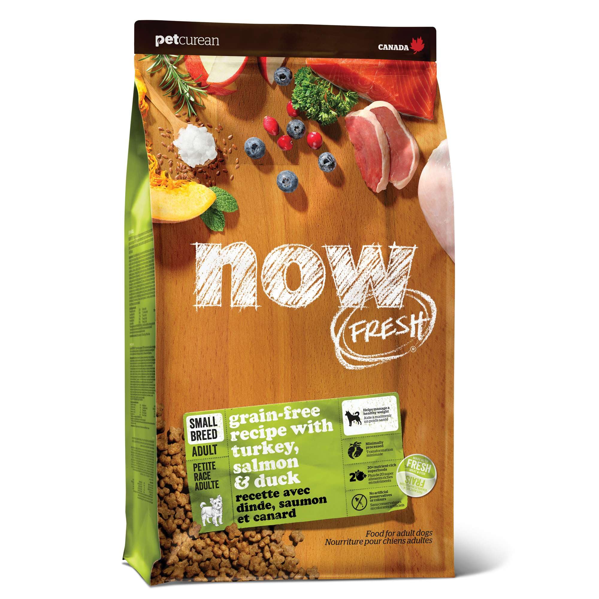 Now Fresh Grain-Free Small Breed Dry Dog Food - Turkey, Salmon & Duck Recipe - 22 lb Bag for Adult Dogs | Perfect for Small Breeds, Sensitive Stomachs & Healthy Skin & Coat