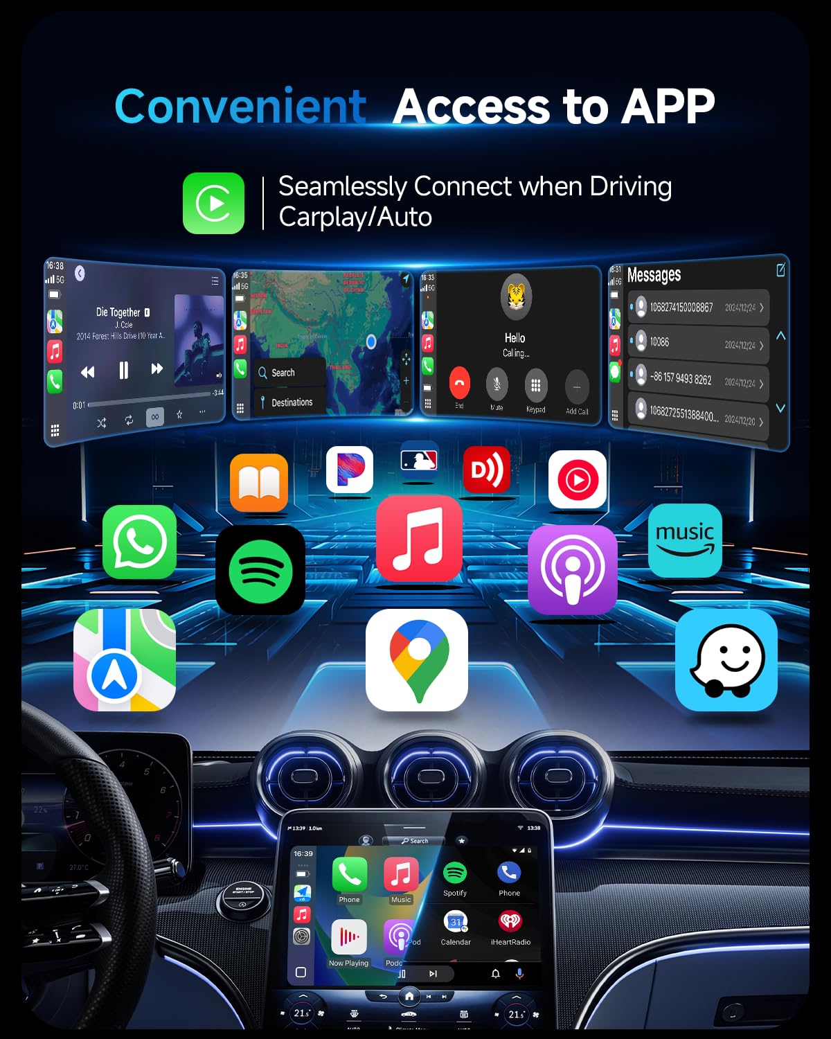 2 in 1 Wireless CarPlay Adapter for iPhone & Android Auto - Plug & Play Wireless Car Adapter with 0 Delay & Stable Connection - Convert Wired to Wireless for iOS 10+/Android 11+ (2025 Black) - Perfect for Commuting, Road Trips & Hands-Free Driving