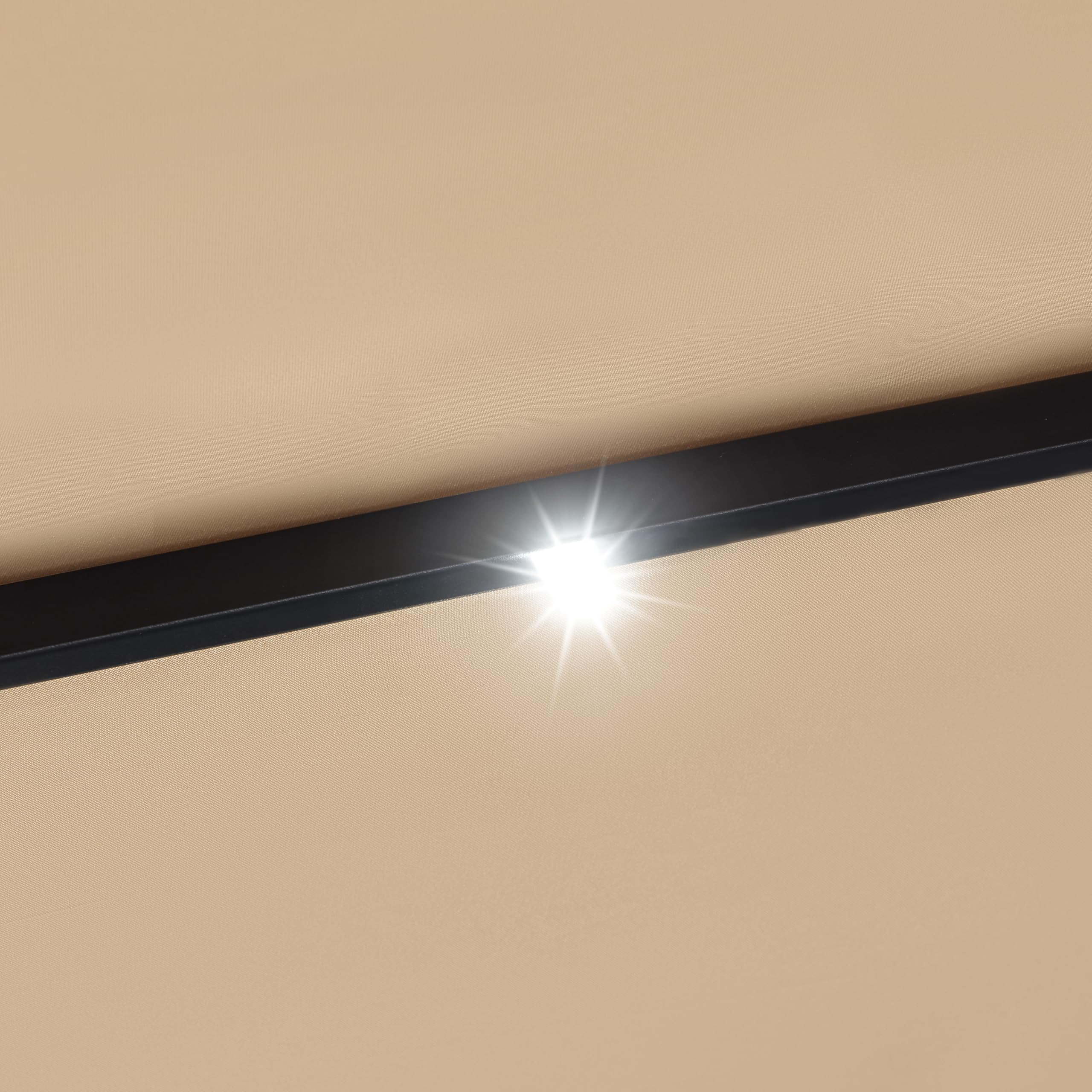 Yaheetech 15 ft Large Outdoor Patio Umbrella with Solar LED Lights - Double-Sided Rectangle Market Umbrella, 36 LED Lights, Crank Handle & Base Included - Perfect for Garden, Poolside, Backyard, and Outdoor Dining Areas (Tan)