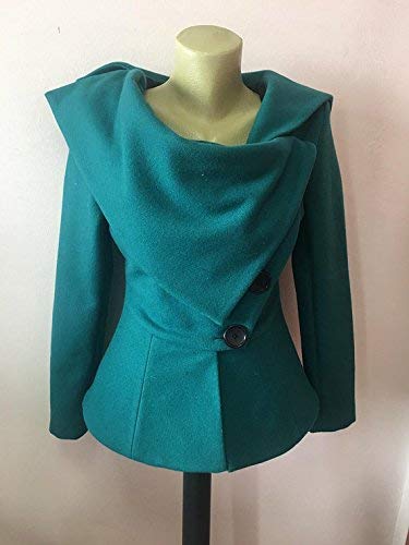 Women's Wool Punk Jacket - Avant Garde Turquoise Blazer with Asymmetrical Flared Design | Perfect for Gothic Fashion, Night Outfits & Streetwear Style