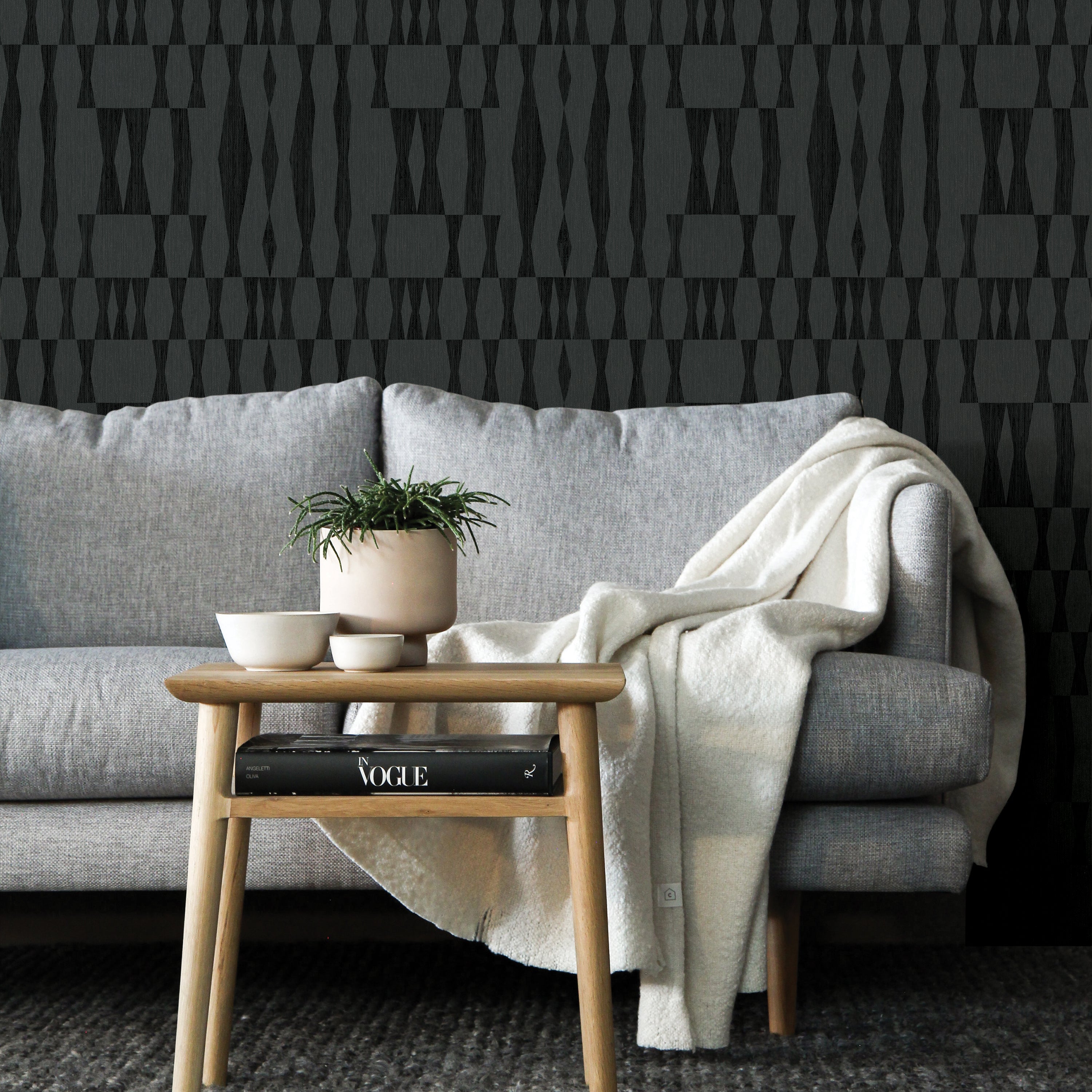 Faux Grasscloth Geo Peel and Stick Wallpaper - Self-Adhesive Removable Wallpaper for Bedroom, Living Room, Office - Easy DIY Home Decor