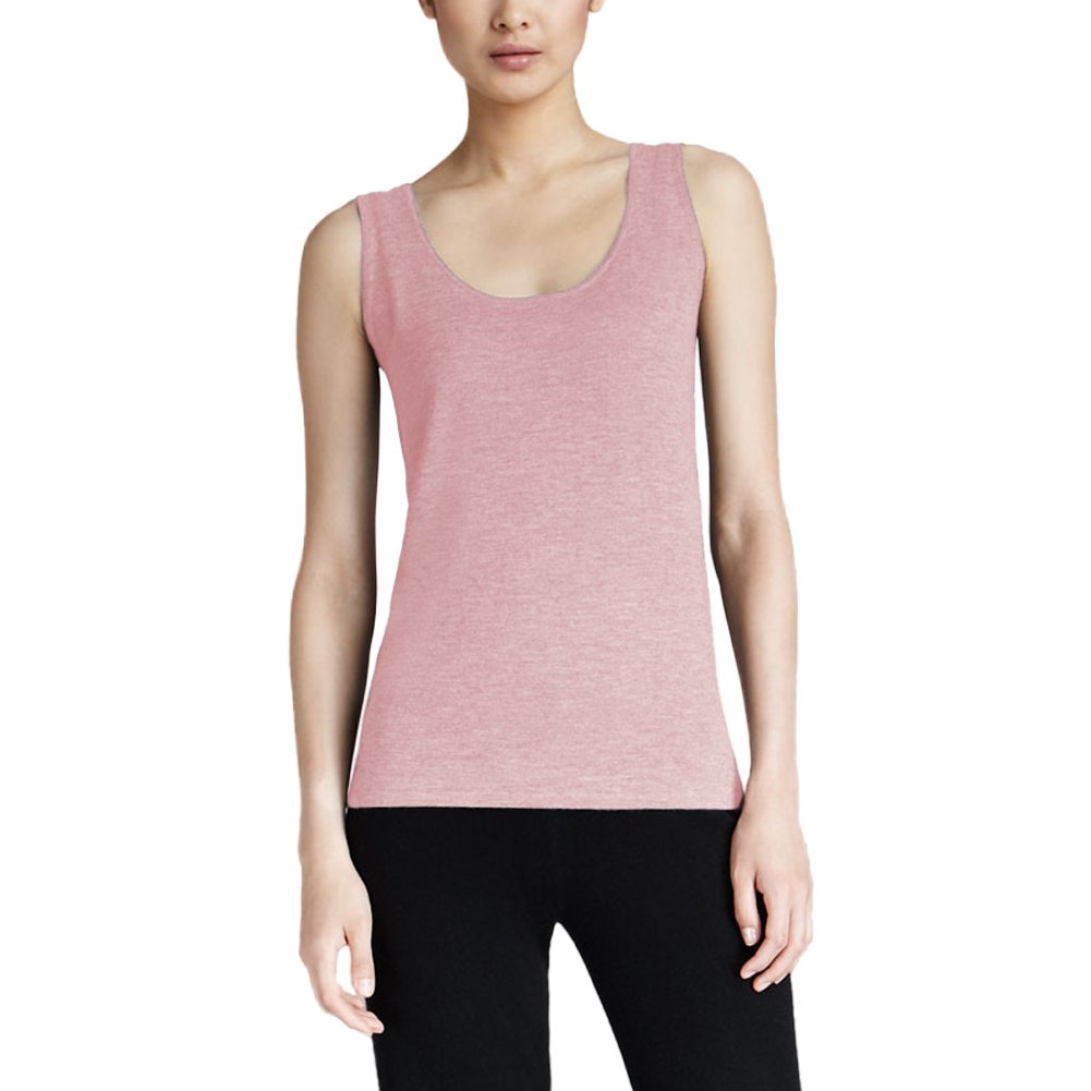 Parisbonbon Women's 100% Cashmere Scoop Neck Tank Top - Soft & Luxurious Shell Pink Color, Plus Size 2X - Perfect for Layering, Office Wear & Casual Outfits