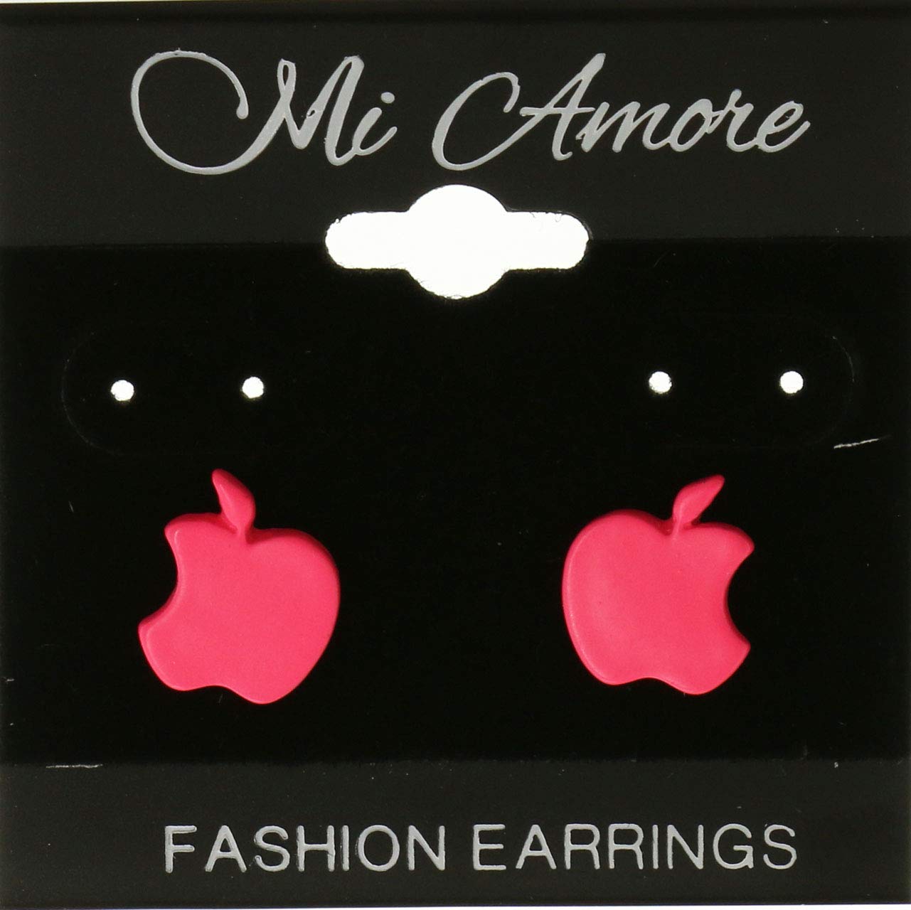 Mi Amore Apple Stud Earrings for Women - Pink Crystal Dangle Earrings for Daily Wear, Parties & Gifts