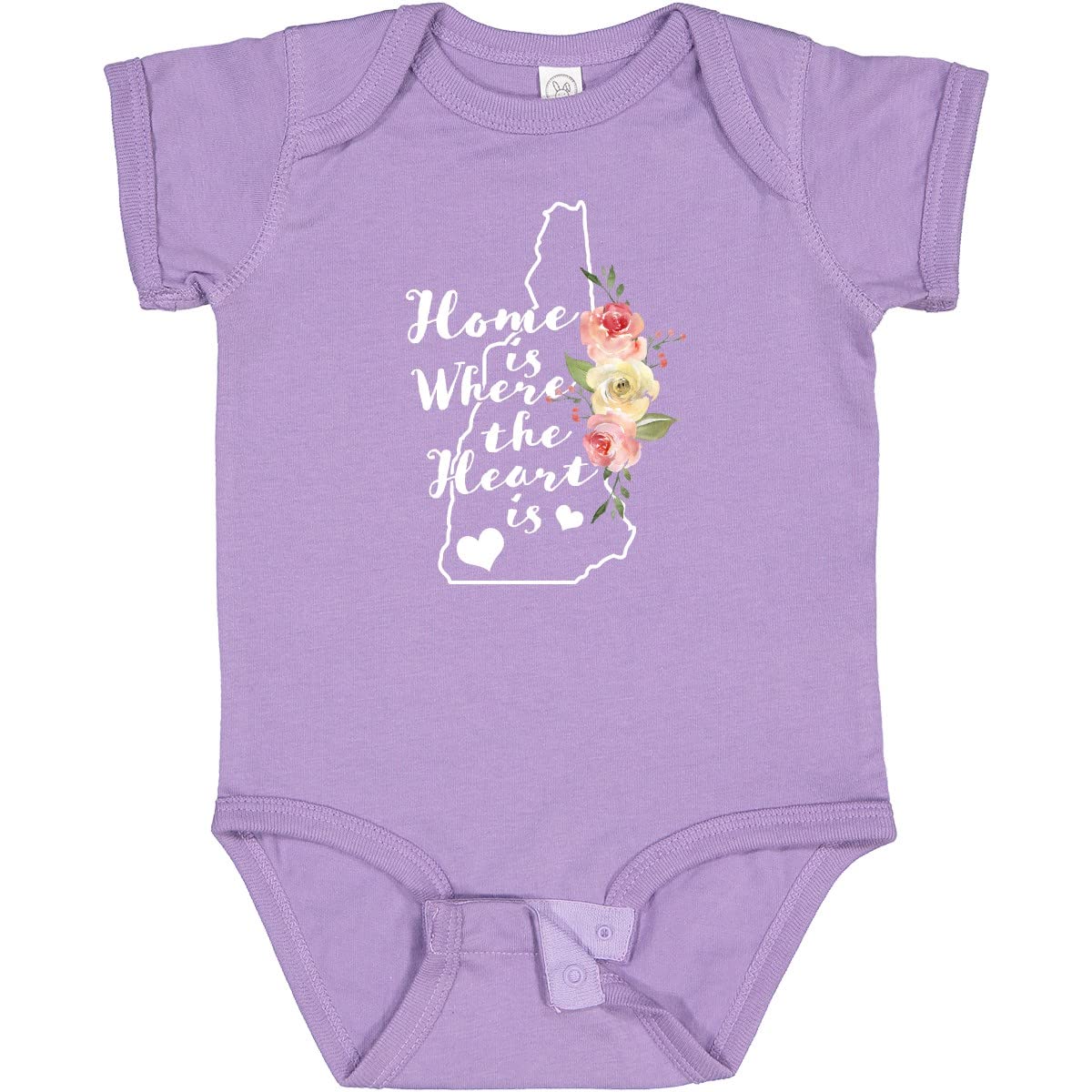 Inktastic New Hampshire Home is Where The Heart is Watercolor Baby Bodysuit - Soft Cotton Infant Onesie for Newborns, Baby Shower Gifts, and Family Photo Outfits