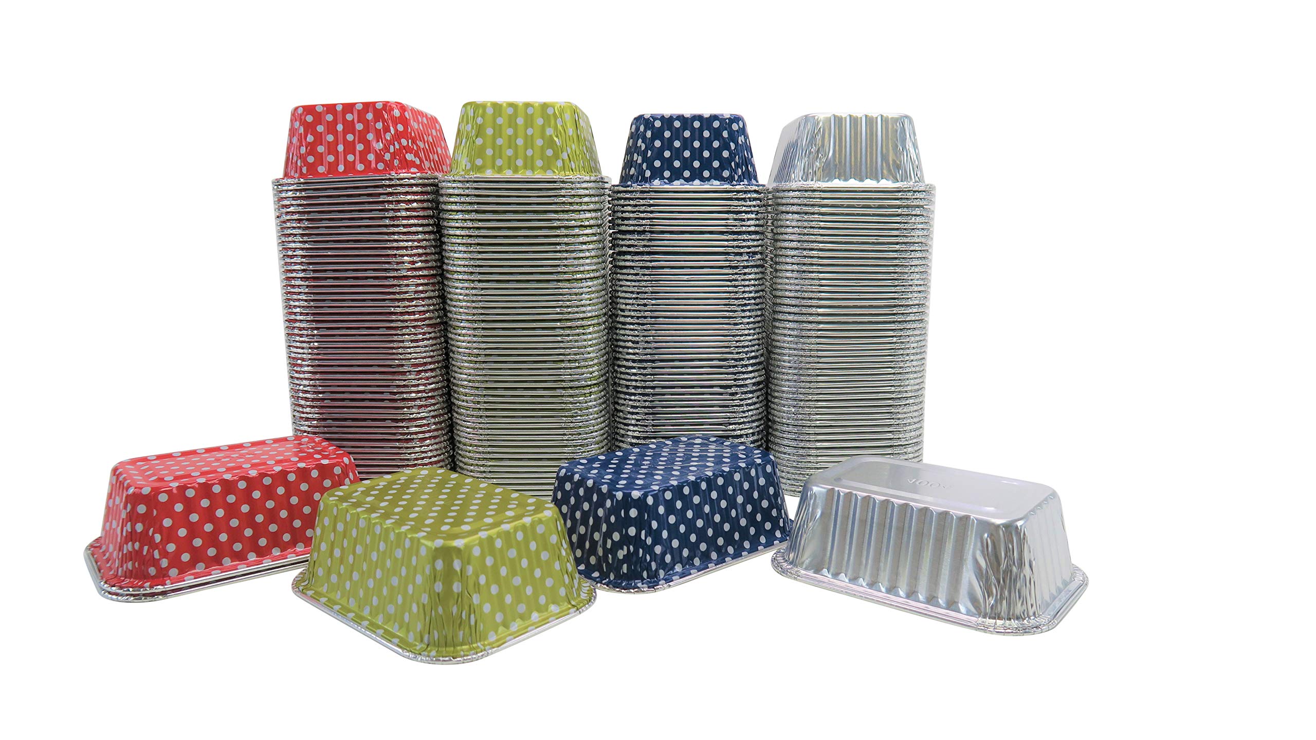 KitchenDance 6 oz Disposable Aluminum Mini Loaf Pans - 2000 Pack, Blue Polka Dot Design (No Lids) | Perfect for Baking, Meal Prep & Party Favors