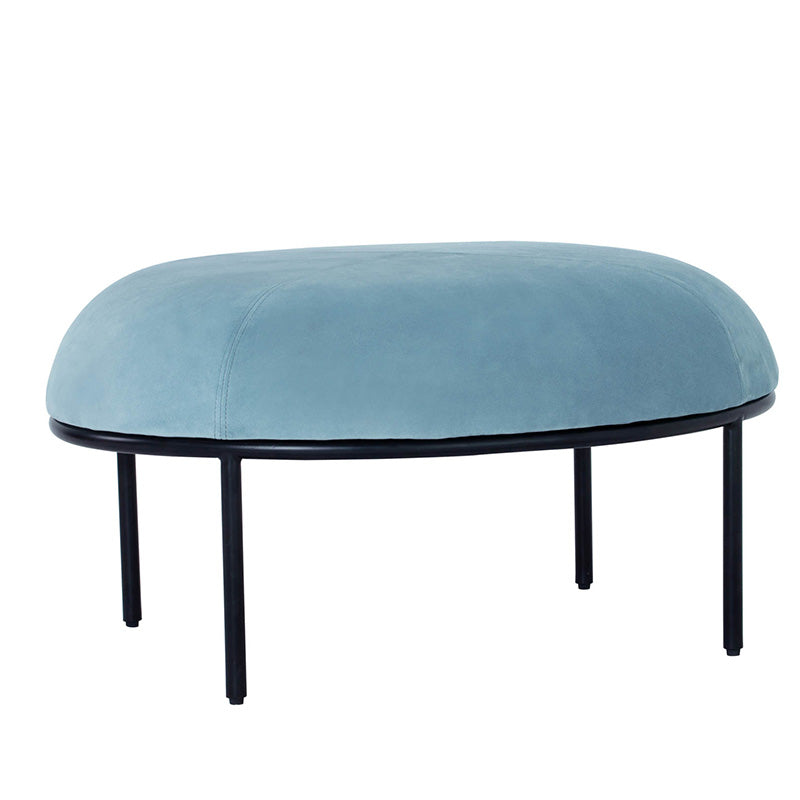 VAMOS 80cm Oval Footstool Ottoman - Jade & Black Upholstered Stool for Living Room, Bedroom, or Nursery - Perfect for Extra Seating, Footrest, or Decorative Accent