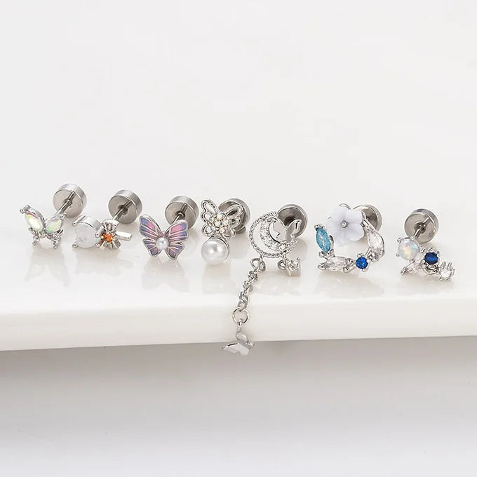 20G Butterfly Earrings Studs with Ball Back - Hypoallergenic Stainless Steel Jewelry for Women | Perfect for Everyday Wear, Parties & Gifts