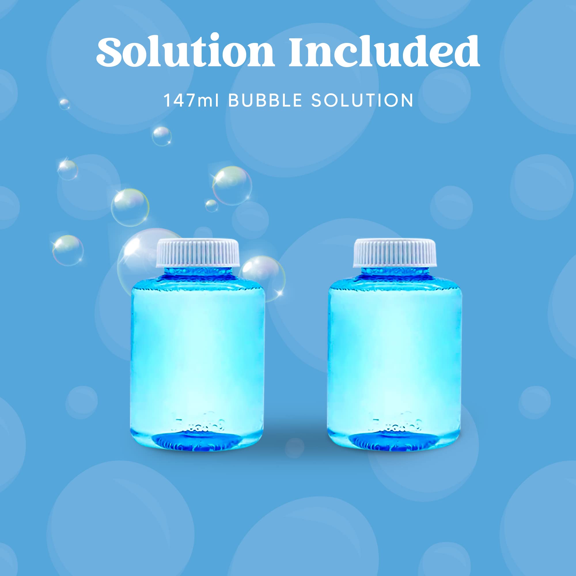 JOYIN 2 Pack Bubble Guns with 2 Bottles Refill Solution (10 oz Total) - Bubble Blower Maker Toy for Kids & Toddlers - Outdoor Play, Birthday Party Favors, Easter Basket Stuffers - Perfect for Backyard Fun, Park Playdates and Summer Activities (Yellow+Orange)