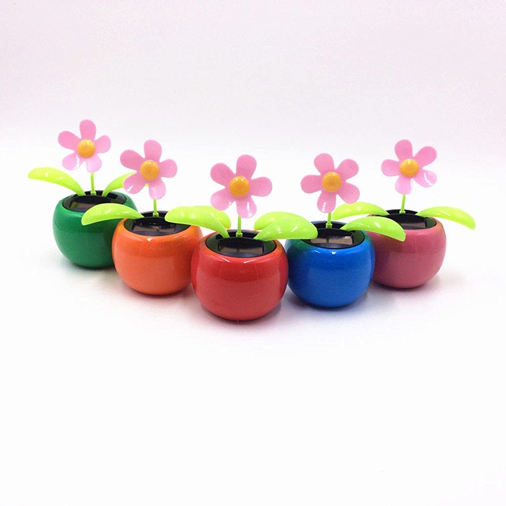 Solar Powered Swinging Toy Car Dashboard Ornament - Green Solar Dancing Flower Car Decor for Decoration & Fun (Perfect for Car Interior, Office Desk, Home Decor & Gifts)