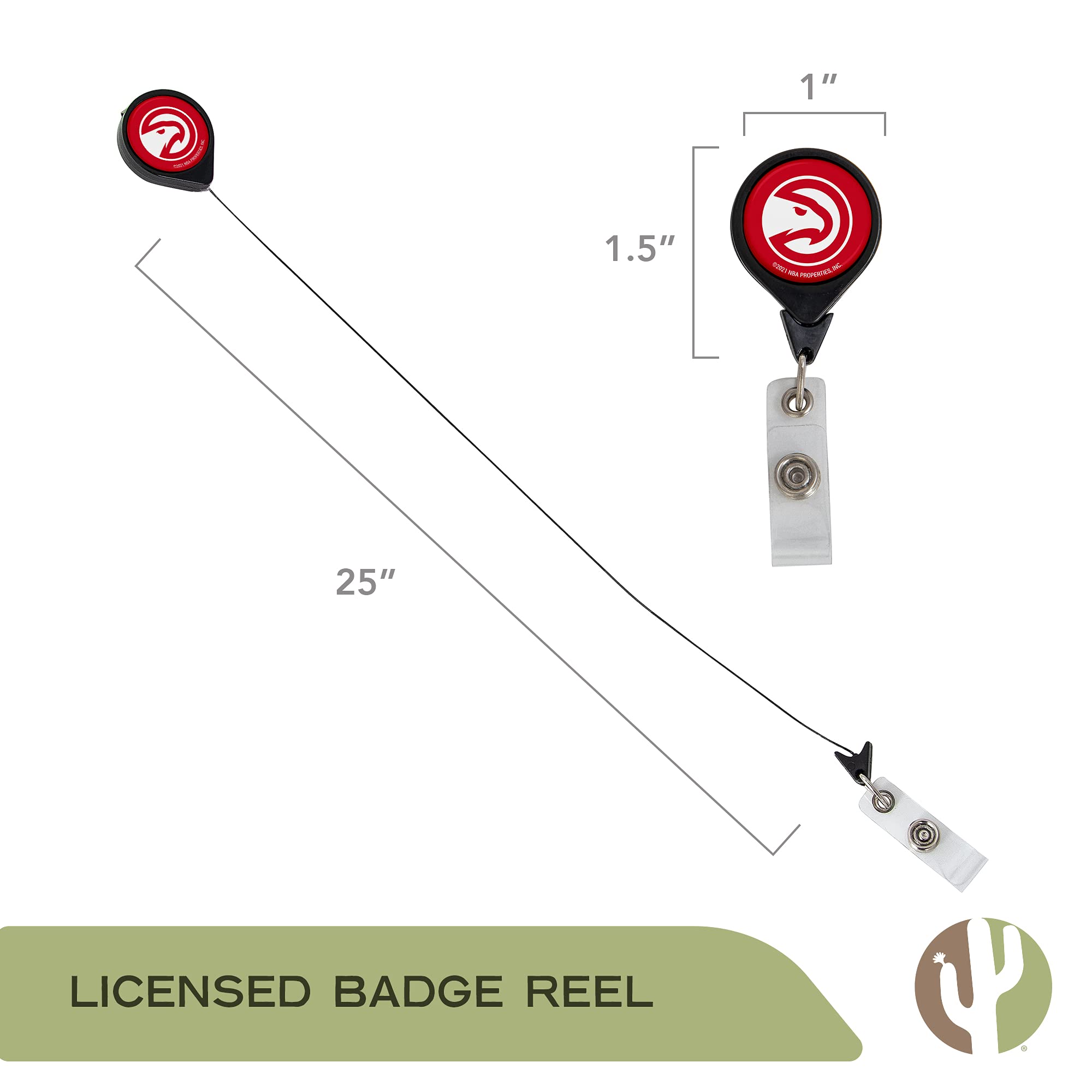 Atlanta Hawks NBA Retractable Badge Holder - Desert Cactus Design with Ticket Clip for Lanyard | ID Card Reel for Work, School & Office Access | Perfect for Fans, Employees & Students