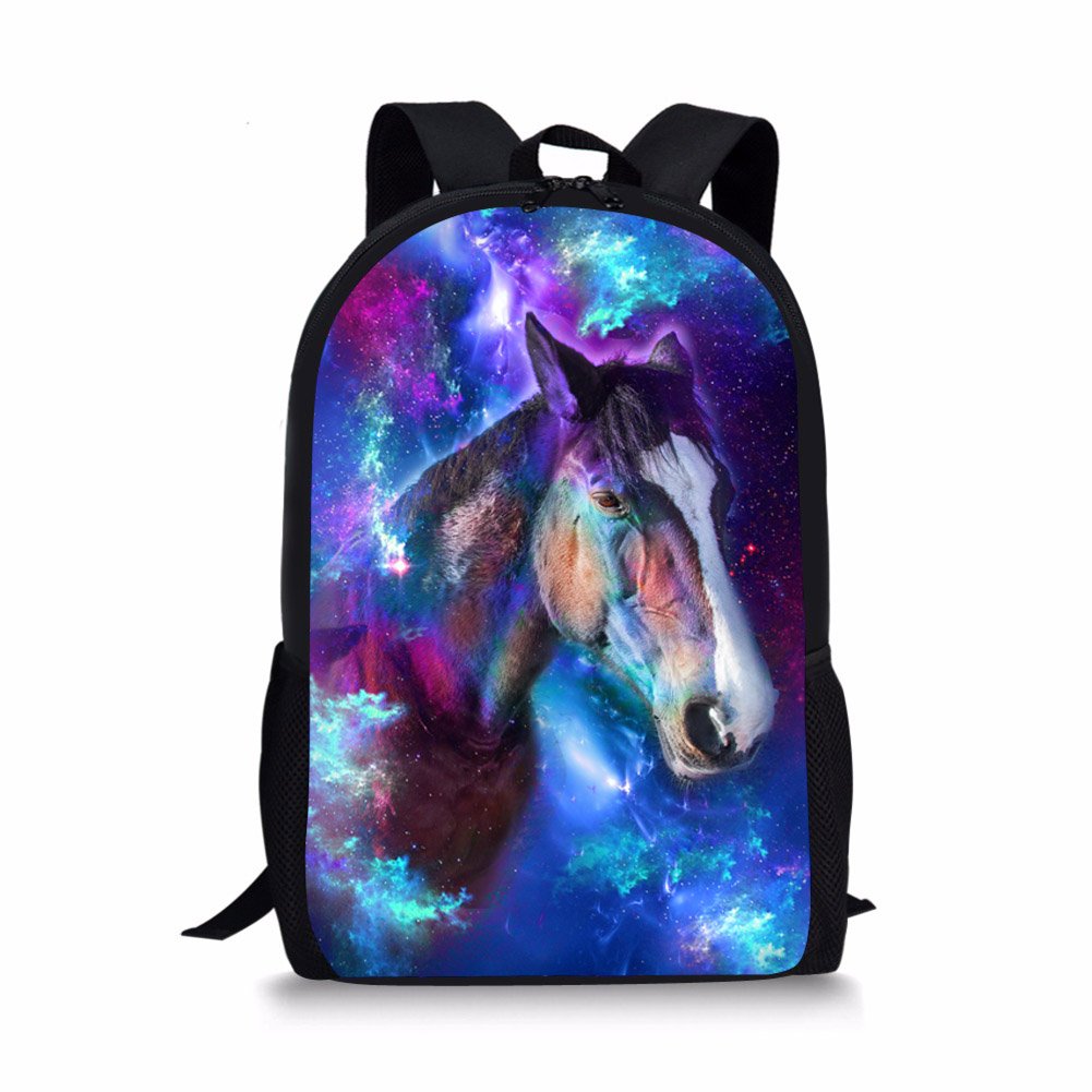 Stylish Galaxy Horse Print Backpack for Girls - Lightweight Durable School Bag, Daypack for Teens, Perfect for School, Travel & Everyday Use