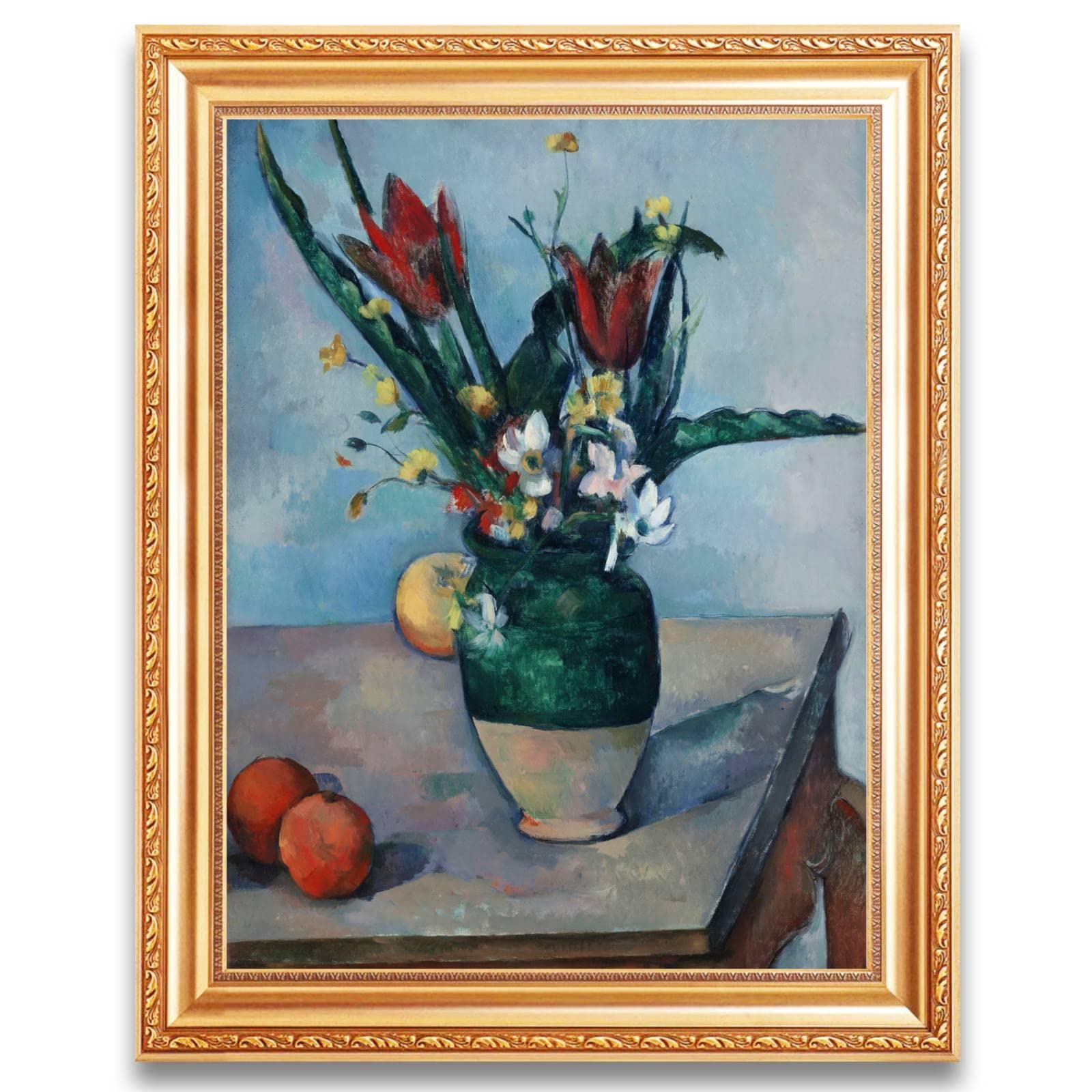 Paul Cézanne Vase of Tulips Impressionist Oil Painting Reproduction - Premium Canvas Wall Art for Living Room, Bedroom & Office Decor - Still Life Flower Artwork for Home & Office Interior Design