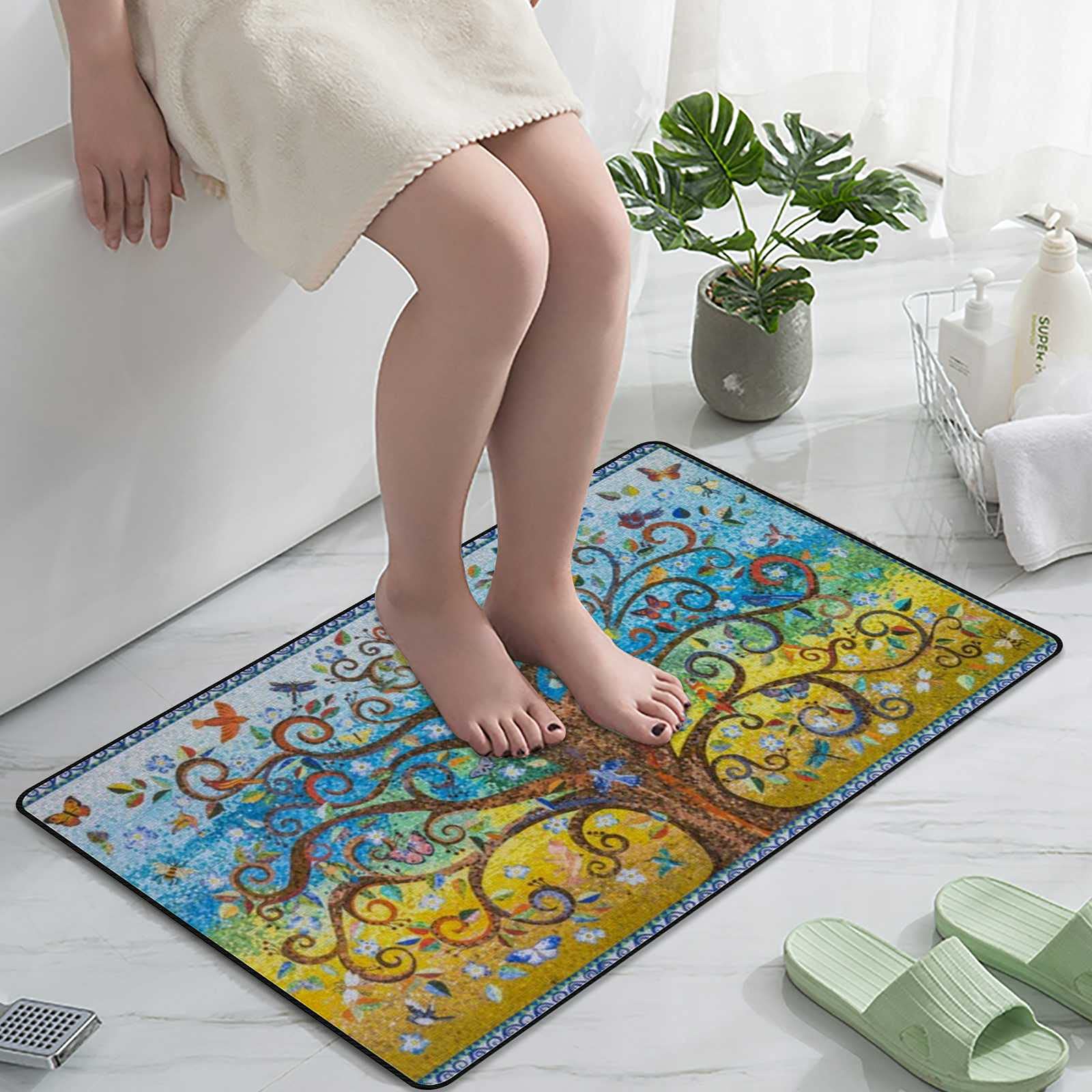 Non-Slip Microfiber Bath Mat - Super Absorbent Soft Bathroom Rug with Tree Pattern, 31x20 Inch, Washable Shower Mat for Bathroom, Entryway & Standing Comfort - Perfect for Wet Floors and Spa-Like Relaxation