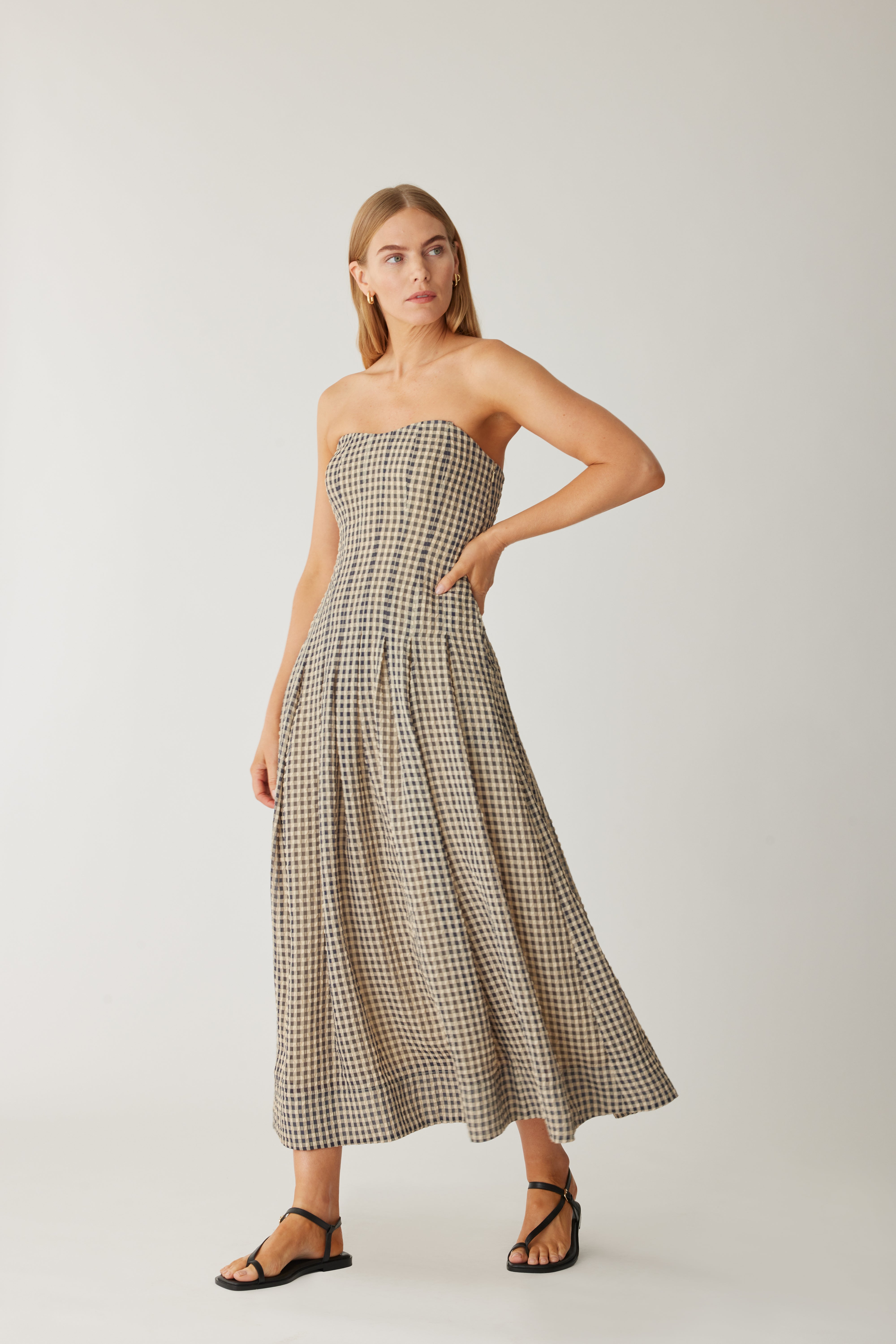 Aster Gingham Dress for Women - Floral Print Summer Sundress with Pockets | Perfect for Beach Vacation, Picnic & Casual Outings
