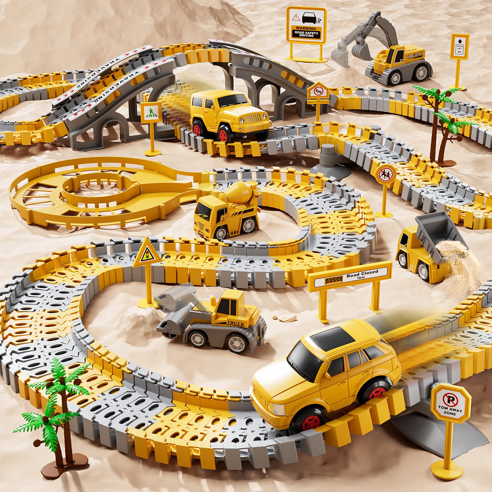 iHaHa 236 PCS Race Track & Construction Car Toy Set for Toddlers - STEM Learning Toys for 2 3 4 5 Year Old Boys - Perfect Christmas Birthday Gift for Kids - Indoor Play & Outdoor Adventure Toys