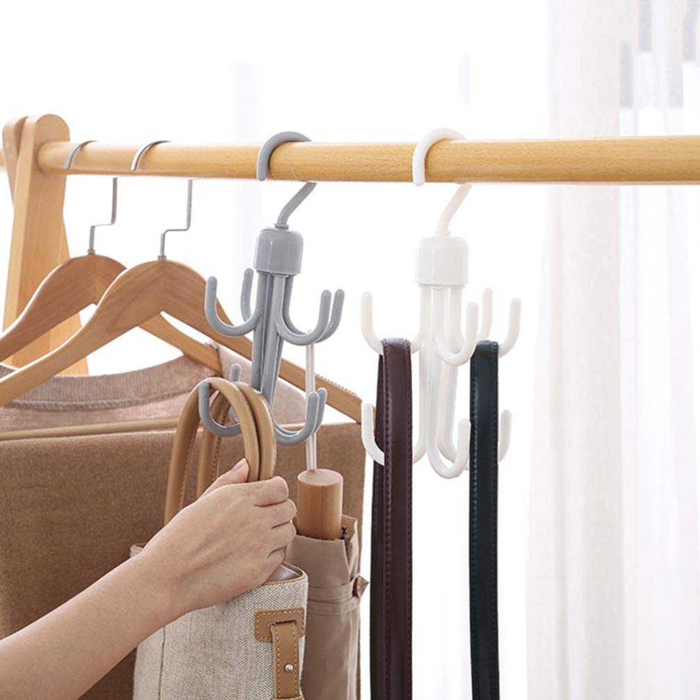 BESPORTBLE 2-Pack 360° Rotating Hanging Hooks - Multi-Purpose Scarf, Tie, Hat & Wardrobe Organizer - Space Saving 2-Tier Rotating Hook for Closet, Cupboard & Dorm Room Organization