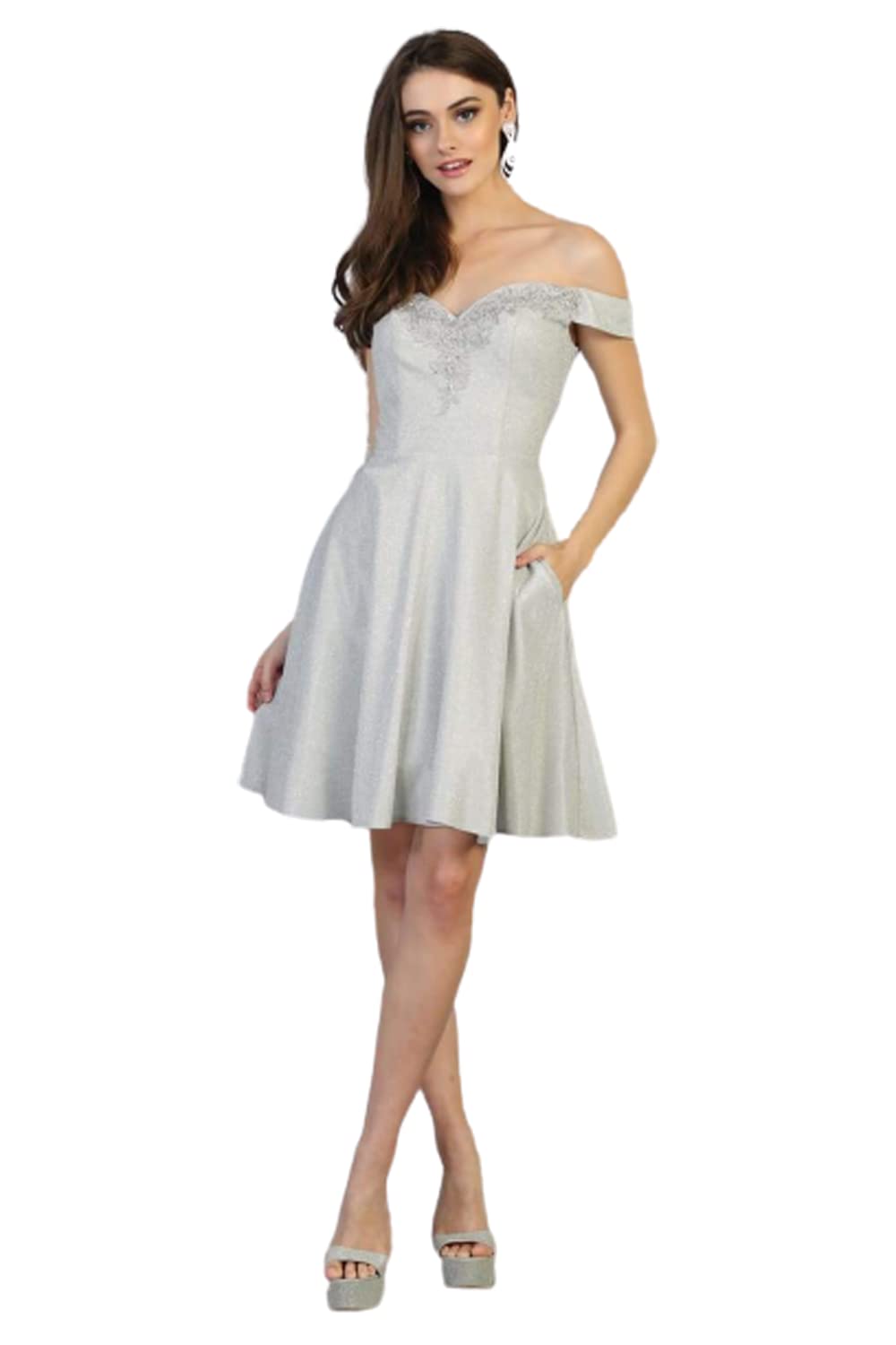 Elegant Metallic Graduation Short Dress for Women - Perfect for Graduation Ceremonies, Parties & Special Occasions