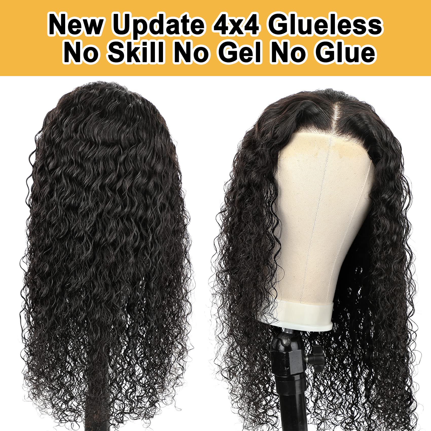 Domiso 26 Inch Glueless Lace Front Wig - 100% Human Hair Deep Wave Wig with Pre Plucked & Pre Cut Lace for Black Women | No Glue Needed | Perfect for Daily Wear, Parties & Special Occasions
