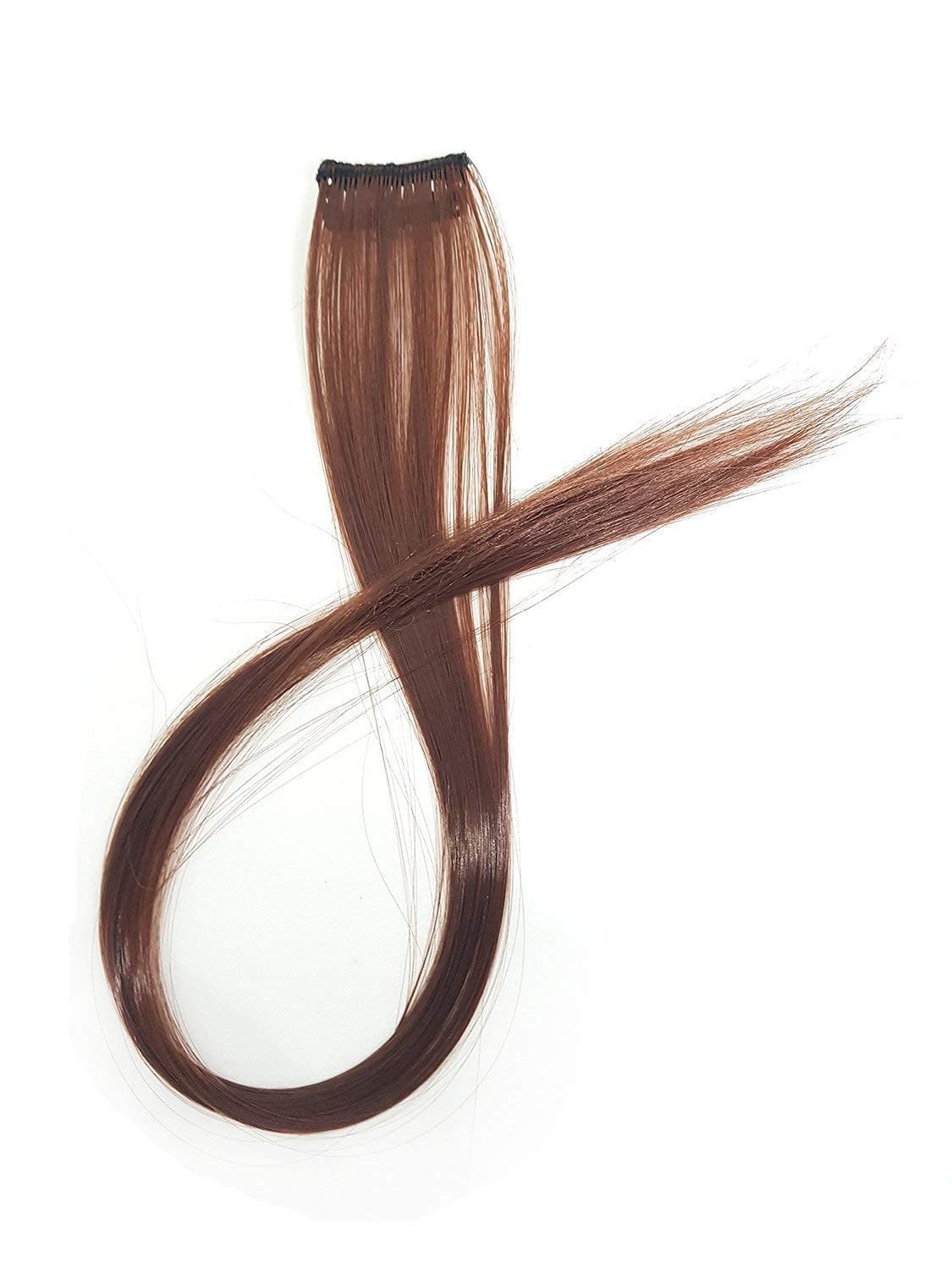 Verbier 2-Piece Brown Hair Extension Streak Set - Clip-In Hair Highlights for Women & Girls | Perfect for Parties, Cosplay & Everyday Styling