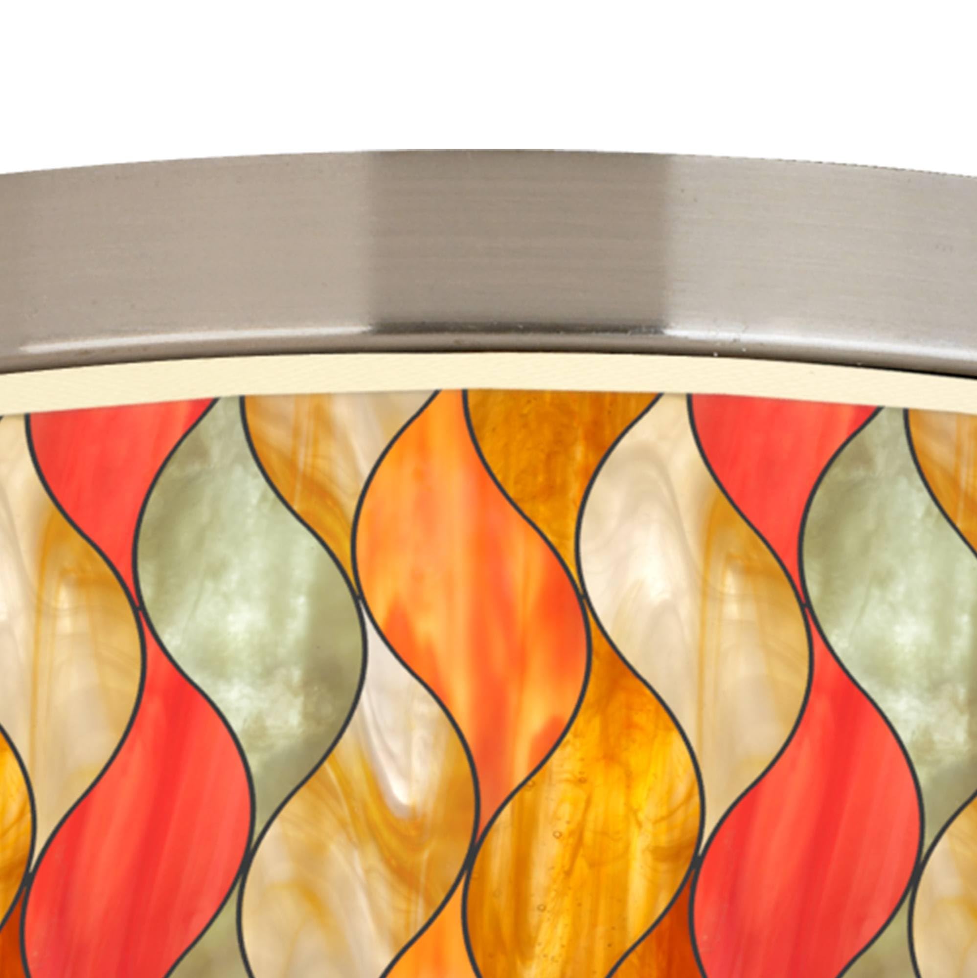 Energy Efficient Flame Mosaic Giclee Ceiling Light with Printed Shade - Perfect for Living Room, Bedroom & Dining Room Lighting