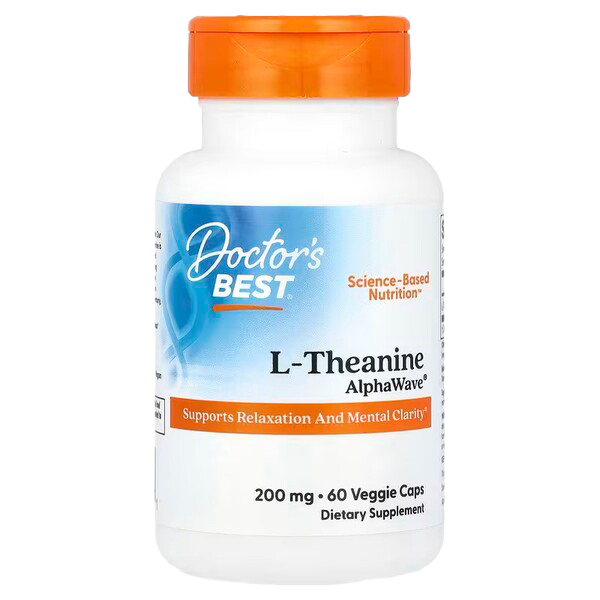 Doctor's Best L-Theanine AlphaWave 60 Capsules - Stress Relief & Relaxation Supplement for Focus, Sleep & Anxiety Support - Perfect for Work, Study & Meditation
