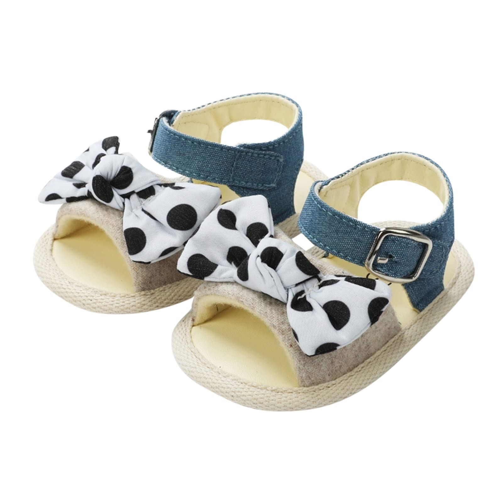 Baby Girls' First Walkers Sandals - Open Toe Bowknot Flat Shoes for Summer Walking