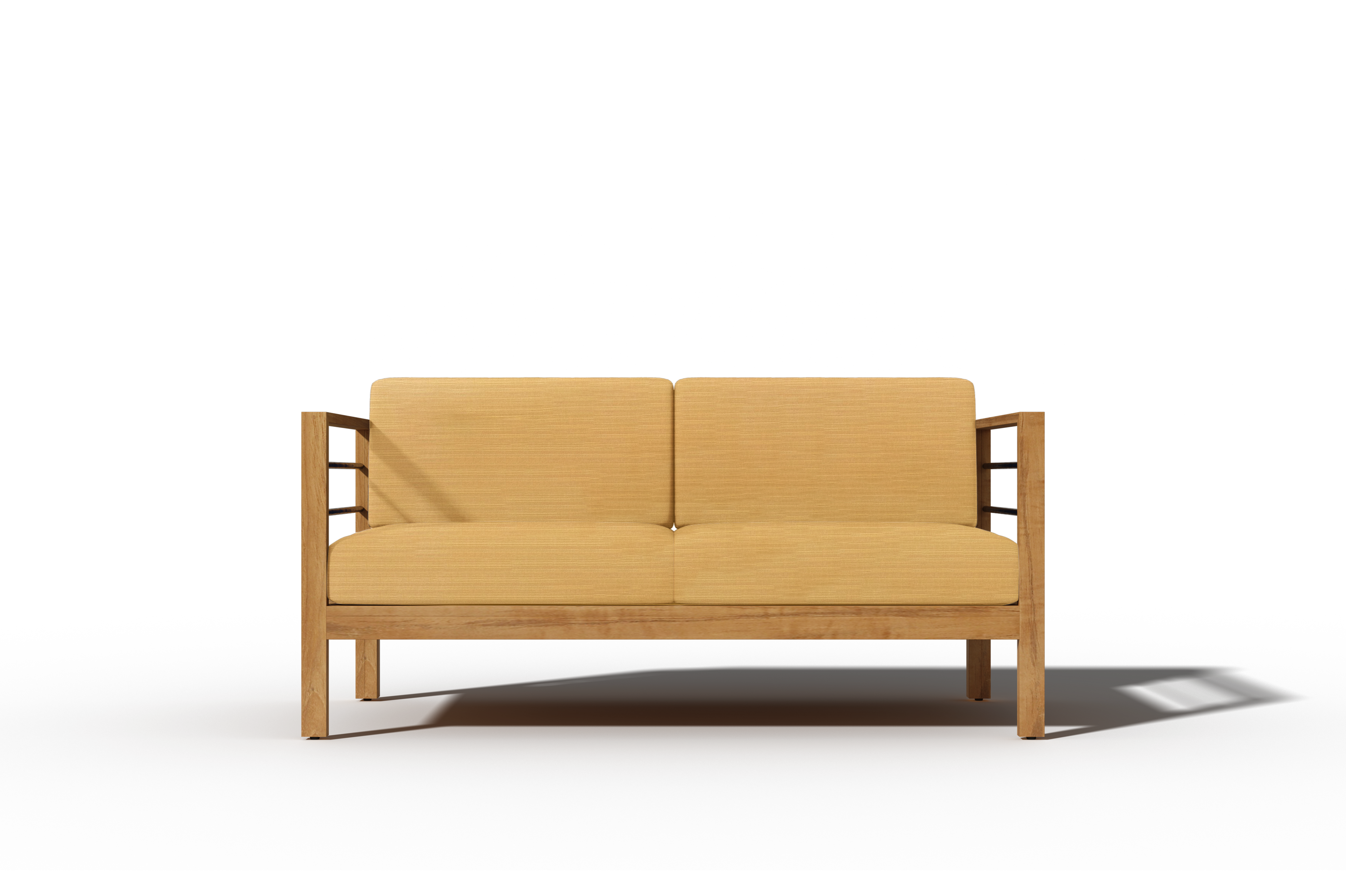 Leon 4-Piece Teak Outdoor Patio Deep Seating Set with Sunbrella Dupione Cornsilk Cushions - Perfect for Backyard, Garden & Poolside Relaxation