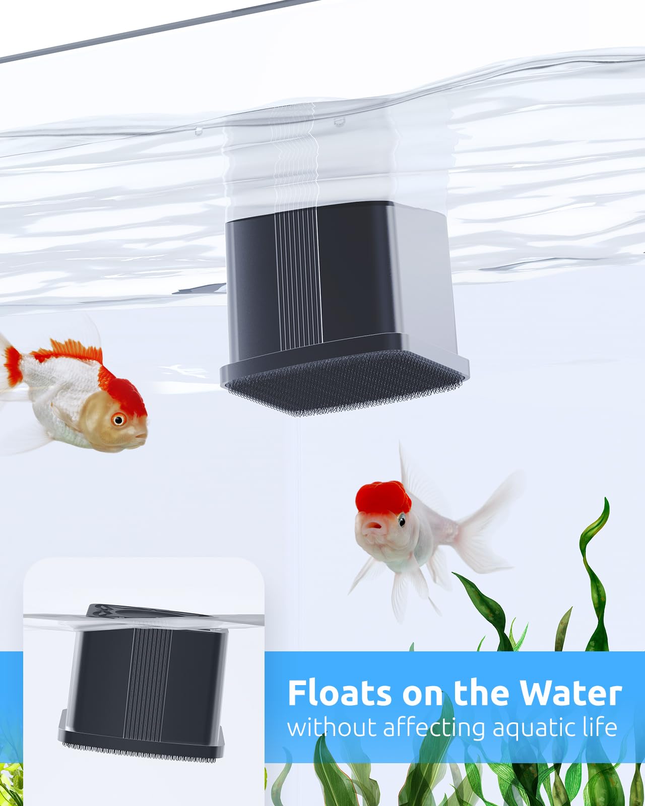 2-in-1 Magnetic Aquarium Cleaner with Thermometer for Glass Tanks (1-30 Gal) - Fish Tank Cleaning Tool