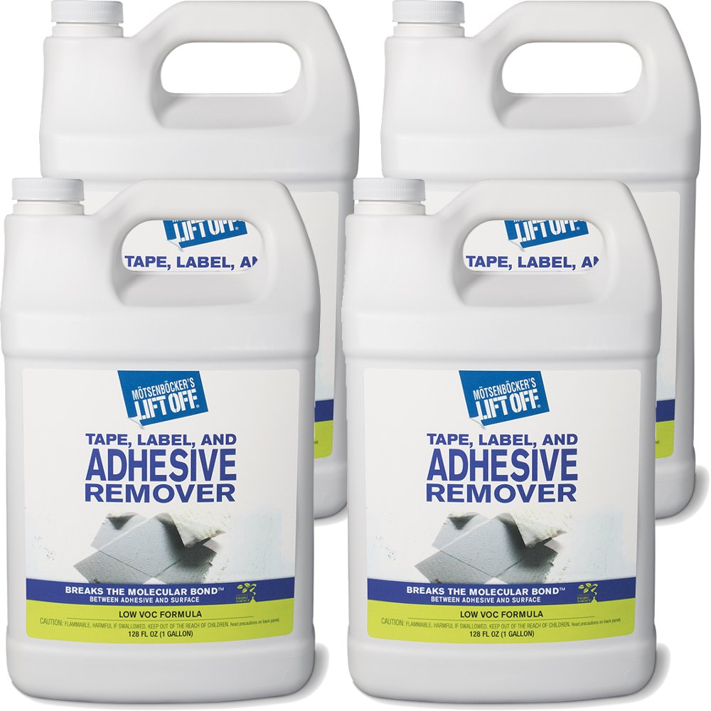 Motsenbocker’s Lift Off 40801-4PK Tape, Label & Adhesive Remover – Safe for Vehicles, Carpets, Walls & Furniture – 1 Gallon (Pack of 4) – Ideal for Home, Office & Auto Detailing