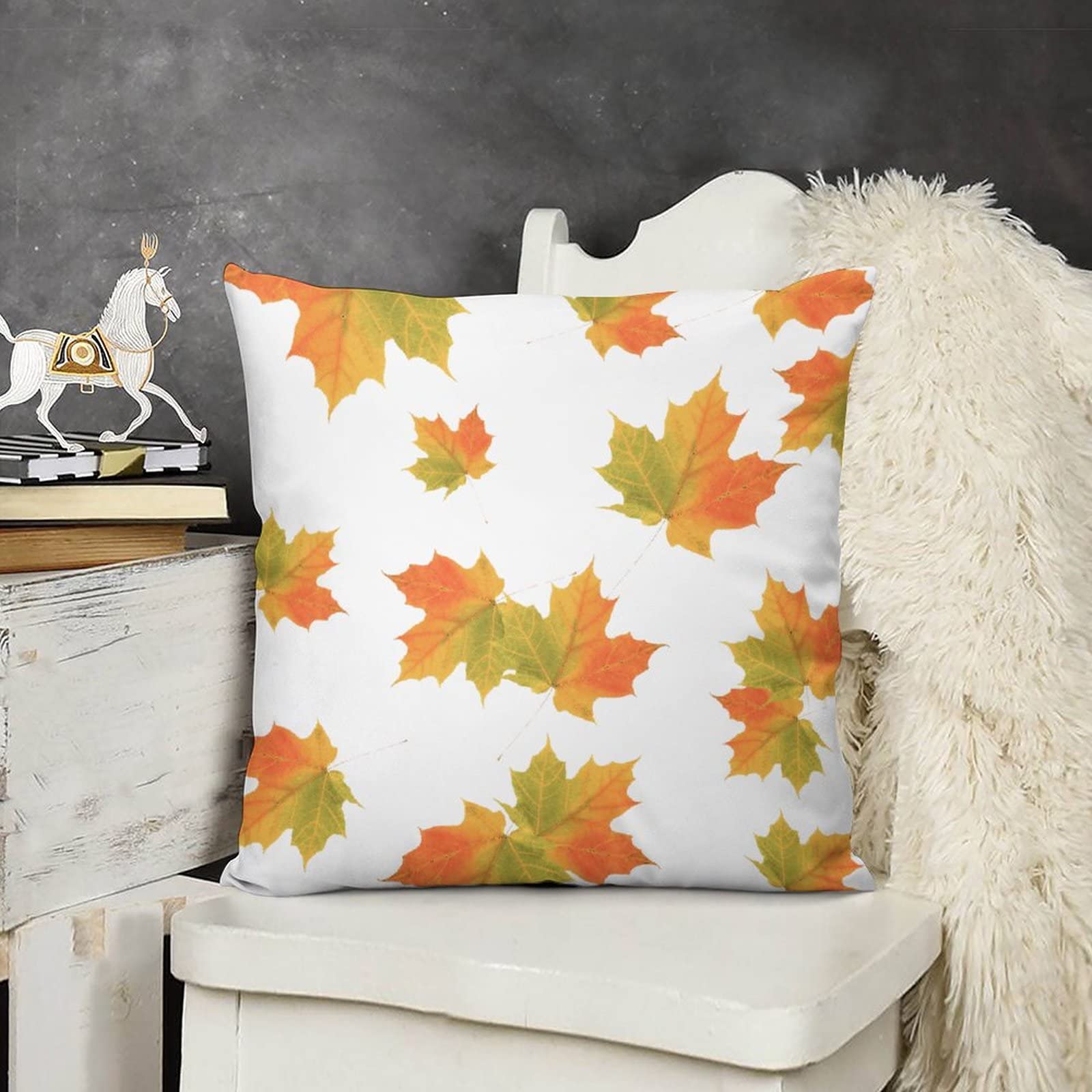 Farmhouse Style 24x24 Inch Fall Maple Leaves Pillow Covers - Thanksgiving & Holiday Decor Throw Cushion Covers for Sofa, Couch and Bed - Cozy Autumn Home Decor for Living Room & Bedroom