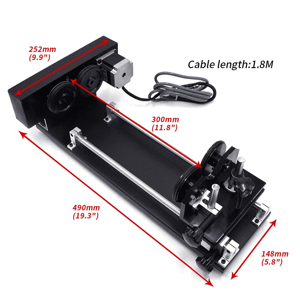 CNC Wheel Router Rotary Axis Attachment for CO2 Laser Engraving & Cutting Machine - 3 Phase Stepper Motor CNC Roller Rotation - Perfect for Wood, Metal & Acrylic Engraving Projects