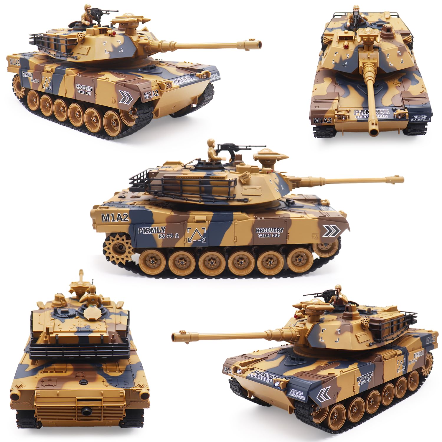 1/18 Scale US-M1A2 RC Tank - 23 Channel Remote Control Military Vehicle with BB Shooting, Rotating Turret, LED Lights, Sound & Smoke Effects | Realistic Battle Simulation Toy for Kids & Adults | Outdoor Play, Collection Display & War Game Reenactment