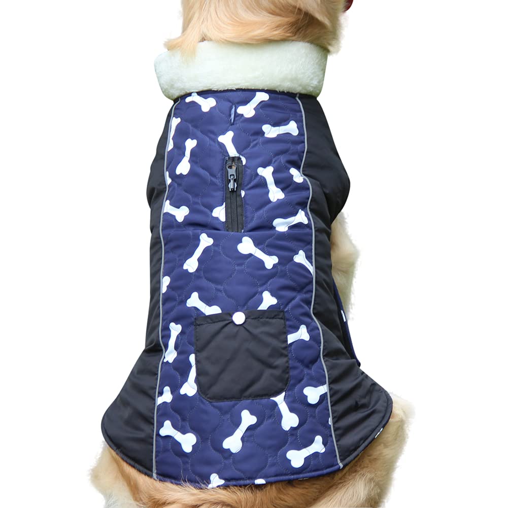Vecomfy Fleece Dog Jacket for Small Dogs - Warm Winter Coat with Waterproof Collar & Pocket - Blue XS - Perfect for Outdoor Walks & Cold Weather Protection