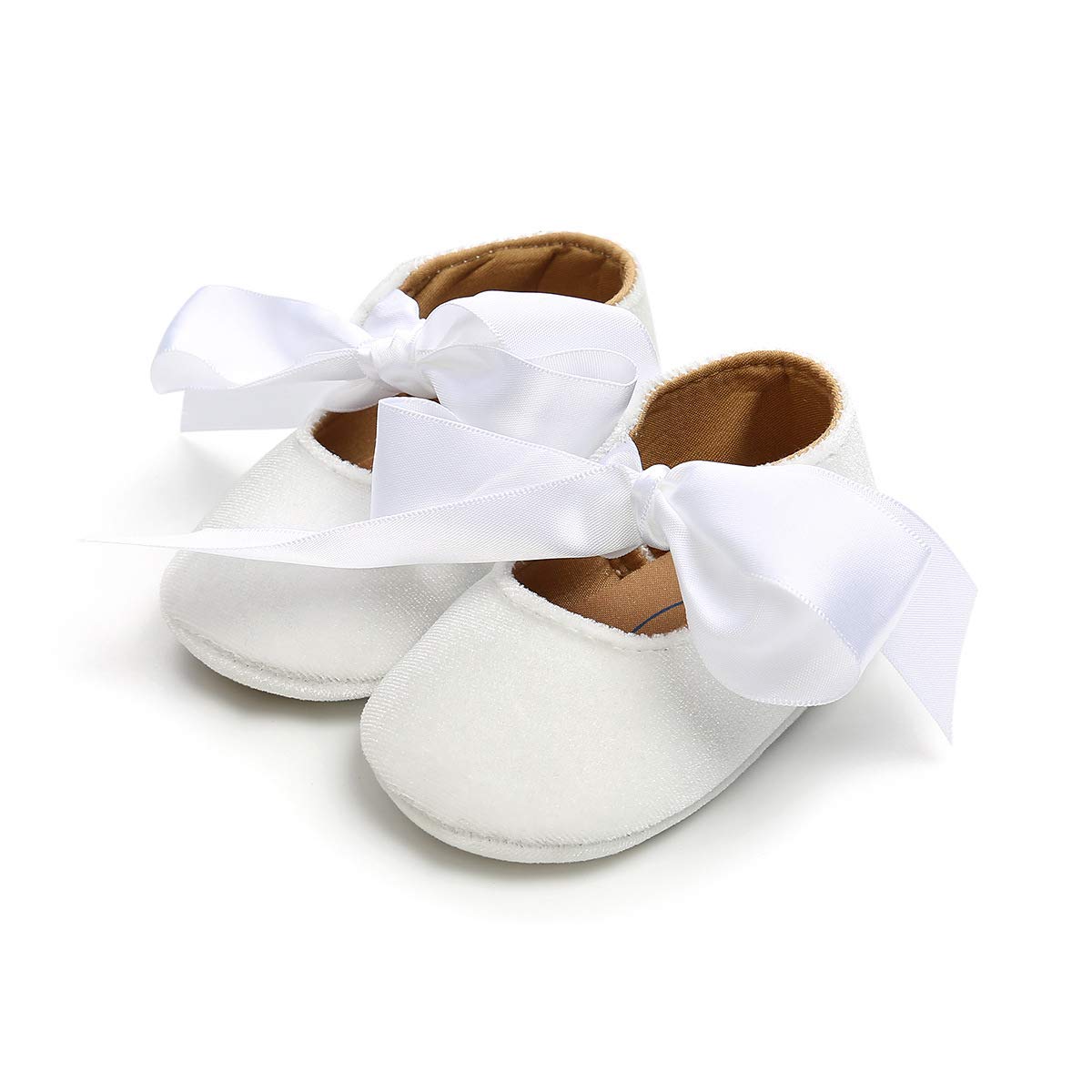 Baby Girls Mary Jane Flats - Anti-Slip Rubber Sole Bow Dress Shoes for Toddlers | Princess Style First Walkers for Parties & Special Occasions