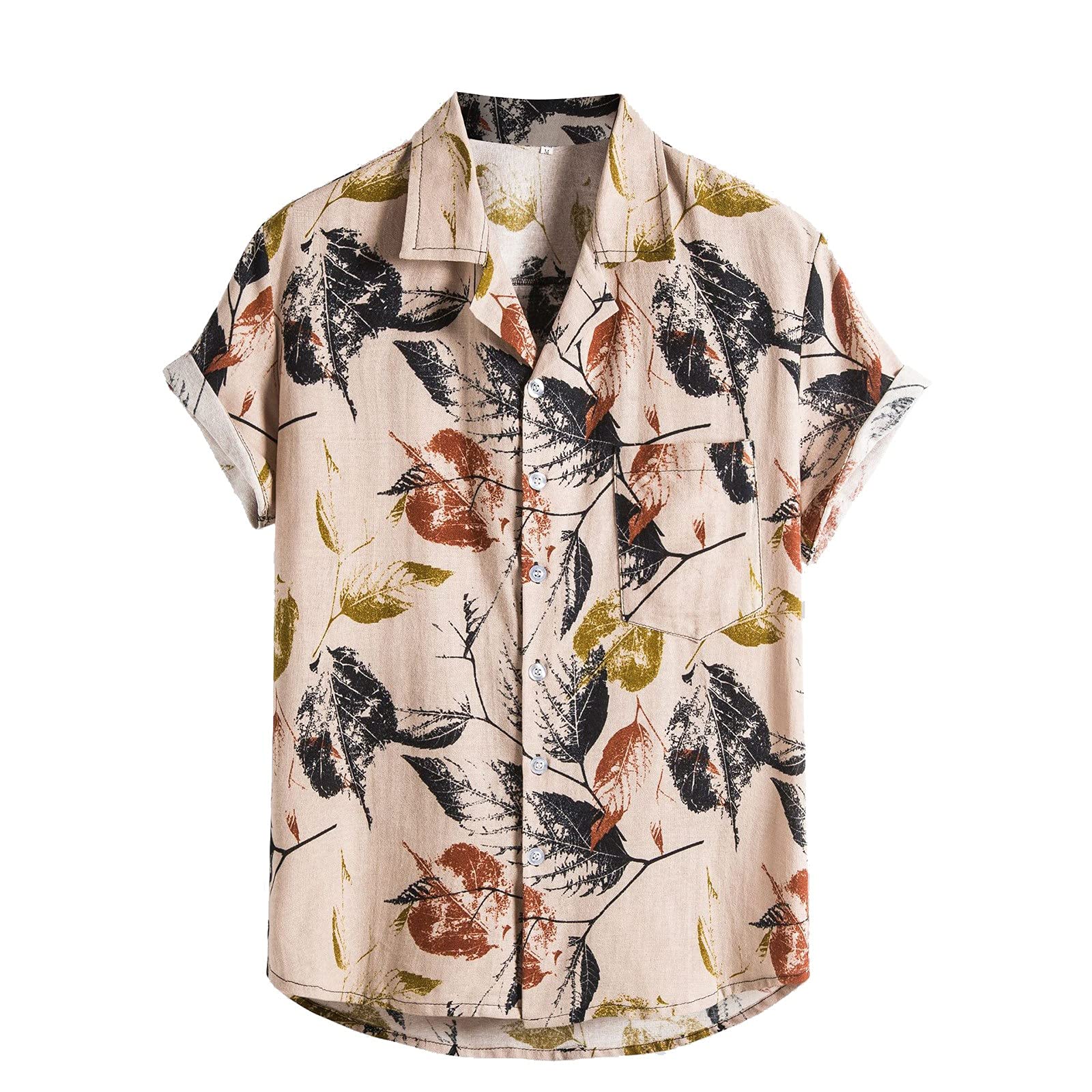 Men's Guayabera Shirts - Summer Casual Short Sleeve Cotton Linen Blend Shirt with Pockets & Tropical Print | Perfect for Beach Vacations, Tropical Weddings & Summer Parties