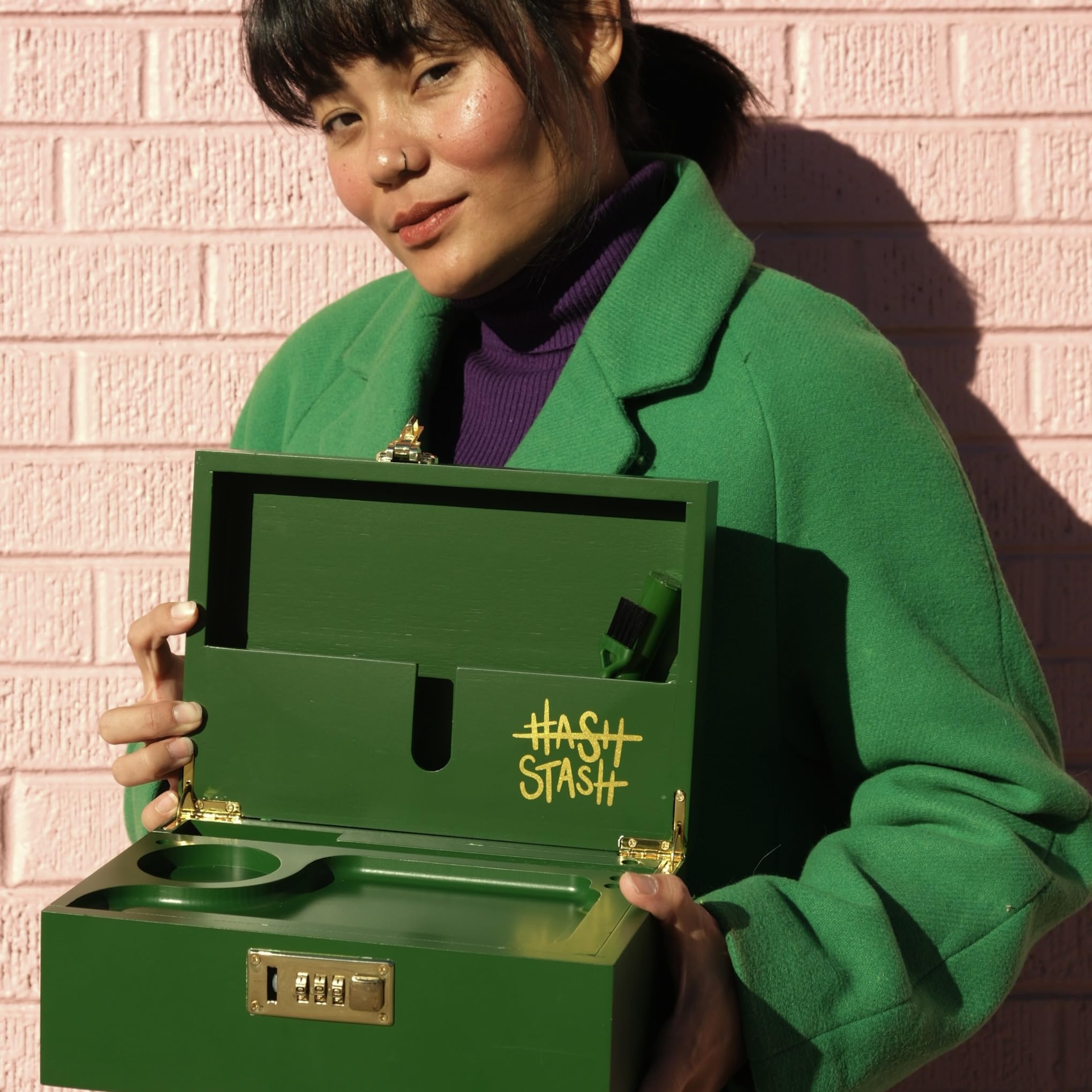 Premium Storage Box - Durable & Stylish (Green/Gold) - Perfect for Home Organization, Office Supplies & Craft Storage