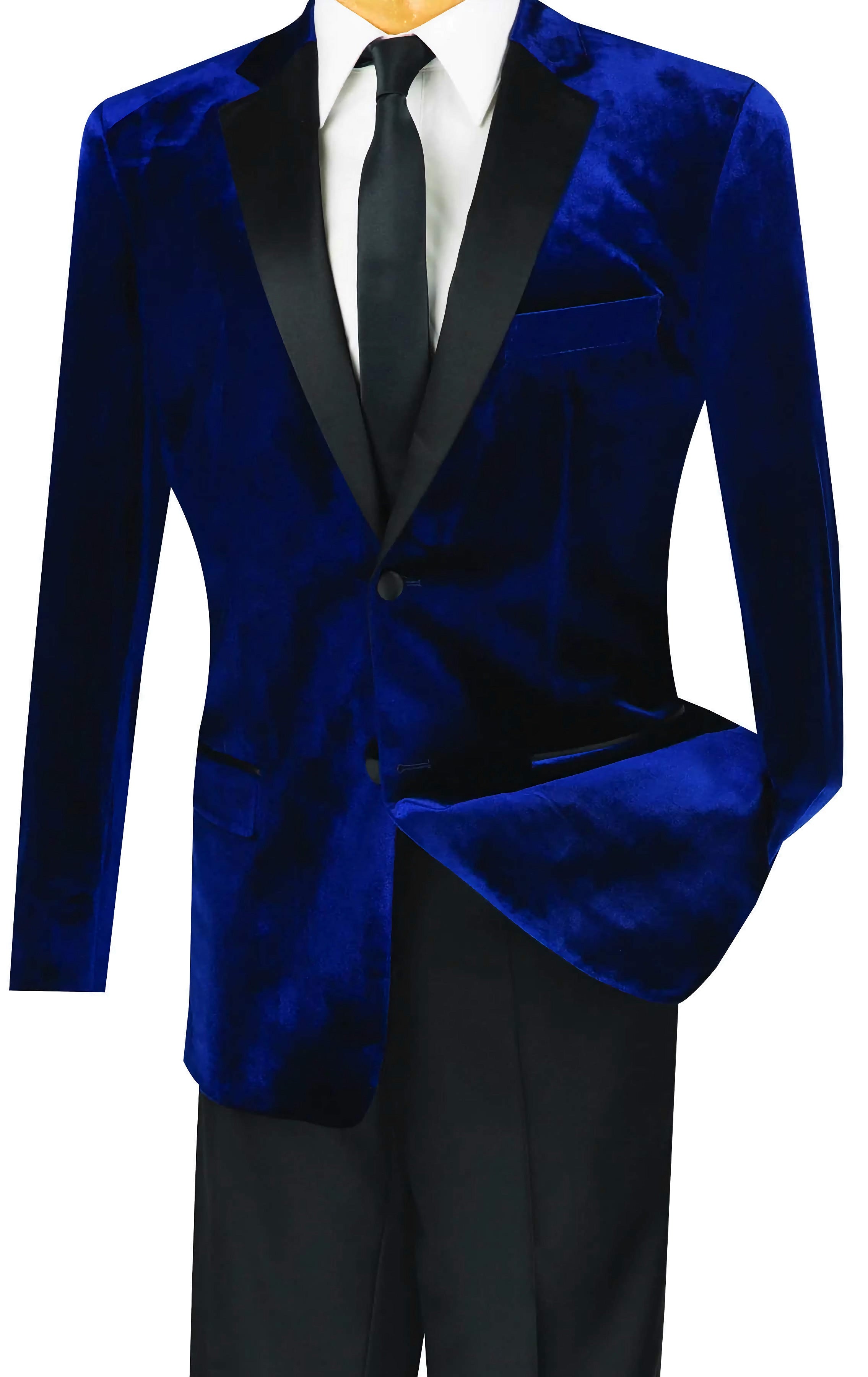 Men's Slim Fit Velvet Tuxedo 2-Piece Suit in Navy Blue | Formal Wedding & Evening Wear | Perfect for Prom, Gala & Black Tie Events