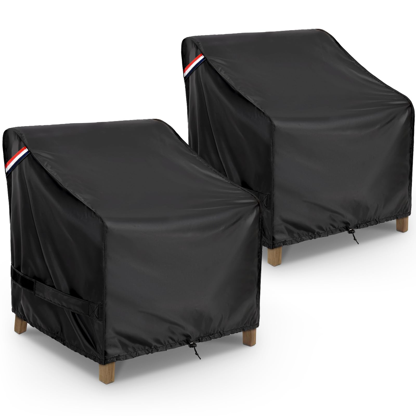Waterproof Patio Furniture Covers 2 Pack - 29W x 30D x 36H Inches, Outdoor Chair Covers for Lawn & Garden, Black - Perfect for Protecting Chairs from Rain, Sun & Snow