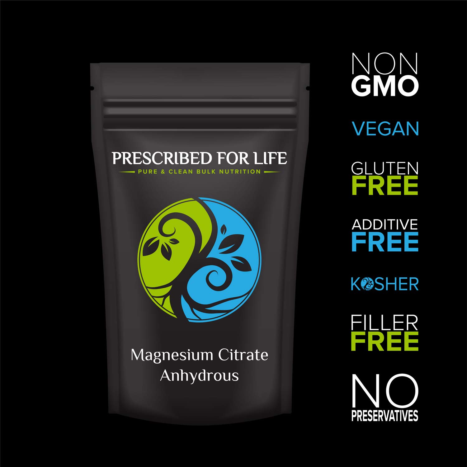 Prescribed for Life Magnesium Citrate Anhydrous Powder - USP Grade TriMagnesium Citrate, 16% Elemental Magnesium, Water Soluble (5kg/11lb) | Supports Muscle Relaxation, Bone Health & Stress Relief - Ideal for Athletes, Fitness Enthusiasts & Daily Wellness