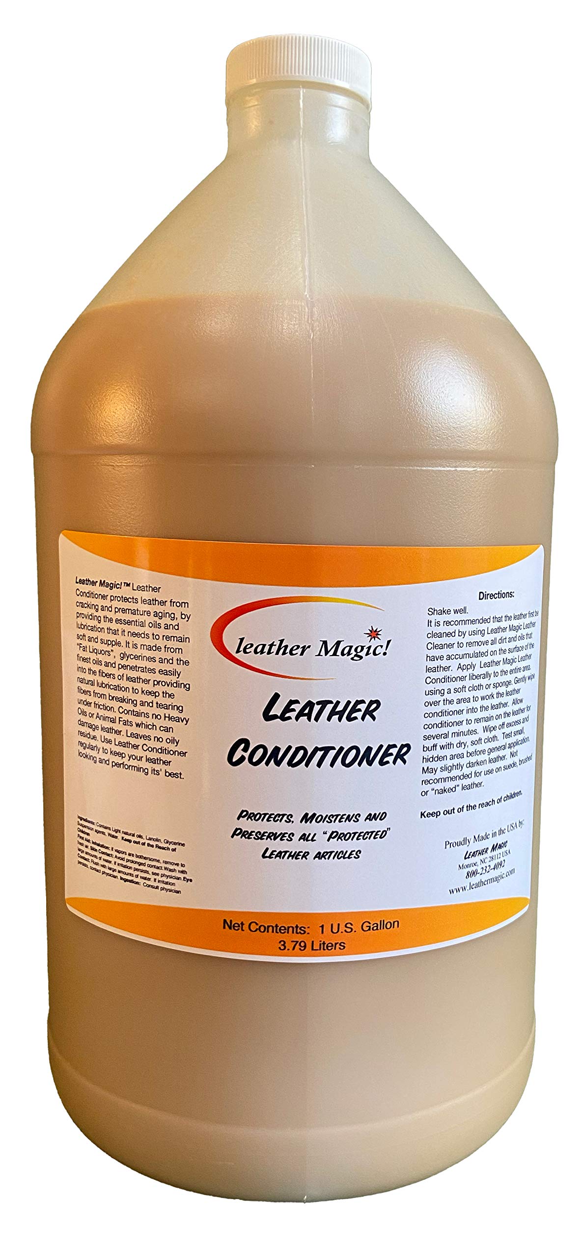 Premium Leather Conditioner for All Finished Leather - Hydrates, Softens & Extends Leather Life | Gallon Size | Ideal for Furniture, Car Seats, Bags & Jackets
