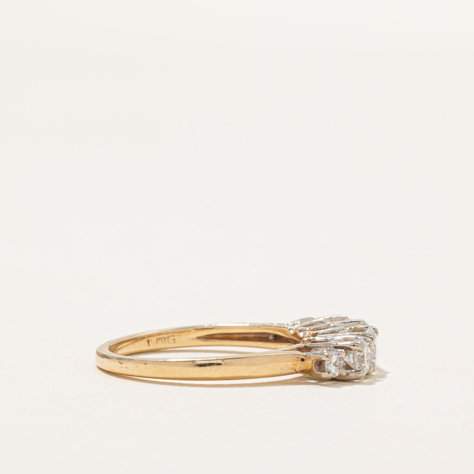 14K Gold Six Stone Diamond Ring - 0.75 Carat Total Weight (CTW) - Size 6 - Elegant Wedding Band, Anniversary Gift, or Everyday Luxury Jewelry for Women