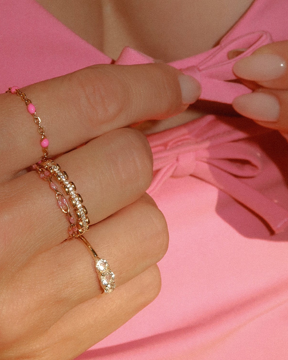 Pink U Link Candy Chain Ring - Trendy Adjustable Fashion Jewelry for Women & Teens - Perfect for Parties, Gifts & Everyday Wear