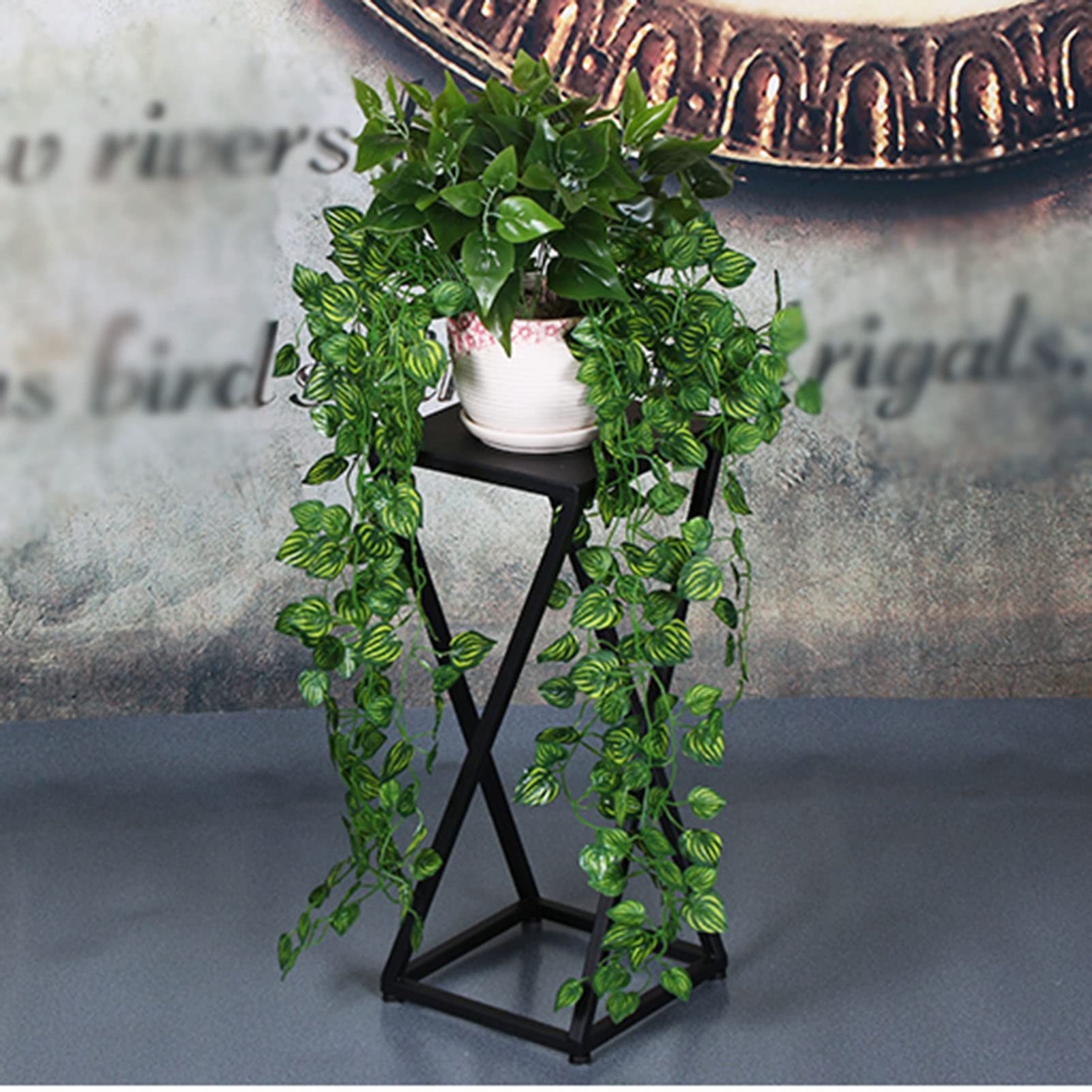 Nordic Style Iron Flower Stand - 3-Tier Metal Plant Shelf for Indoor/Outdoor Balcony, Patio, Garden - Floor Standing Potted Plant Holder (40x25x25cm/15.7x9.8x9.8in) - Perfect for Displaying Flowers, Herbs & Succulents