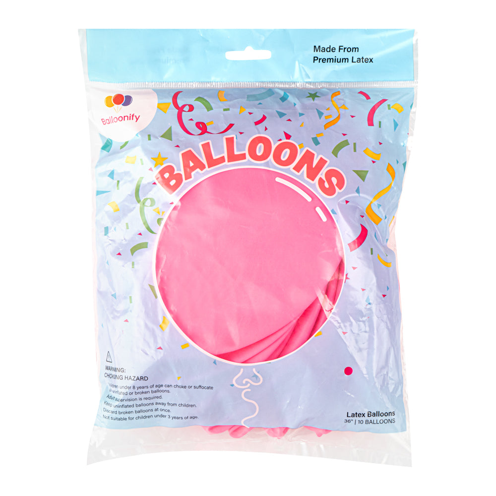 Balloonify Pink Latex Balloons 36 Inch - Pack of 10 | Perfect for Birthday Parties, Baby Showers & Wedding Decorations