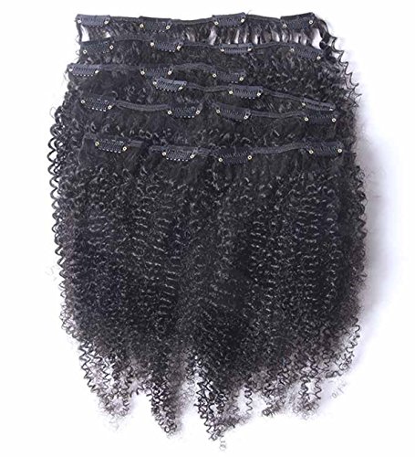 10A Grade Virgin Brazilian Human Hair Afro Kinky Curly Clip-In Hair Extensions - 10Pcs Set (20 Inch, 100g) - Natural Black Color for Women - Perfect for Daily Styling, Parties & Special Occasions