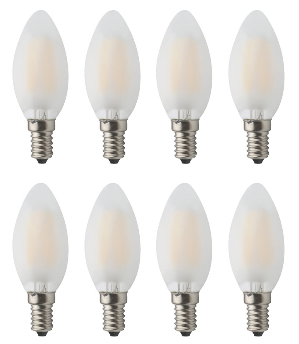 JCKing 8-Pack Dimmable E14 LED Filament Vintage Light Bulbs - 4W (40W Equivalent) Frosted Candle Bulbs, Warm White 2700K, AC 110-130V - Perfect for Chandeliers, Wall Sconces, and Vintage Style Home Decor Lighting