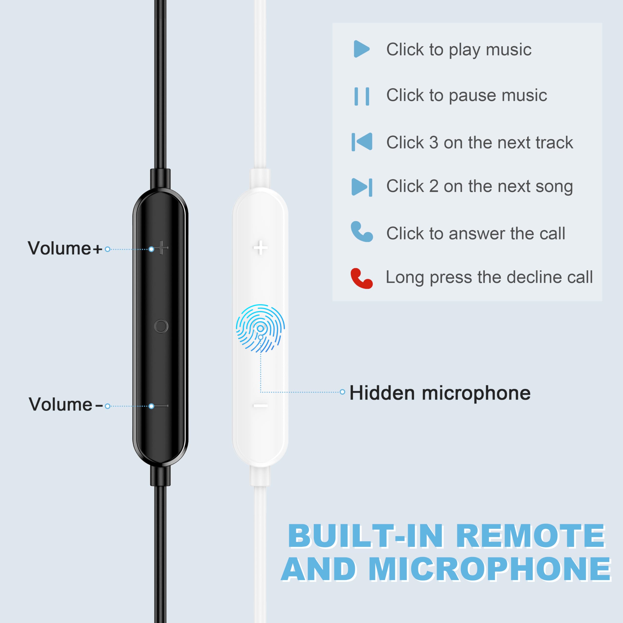2 Pack Wired Headphones for iPhone with Built-in Mic & Volume Control - Compatible with iPhone 14/13/12/11 Pro Max/X/XS Max/XR/8/7 Plus - Perfect for Gaming, Workouts & Commuting