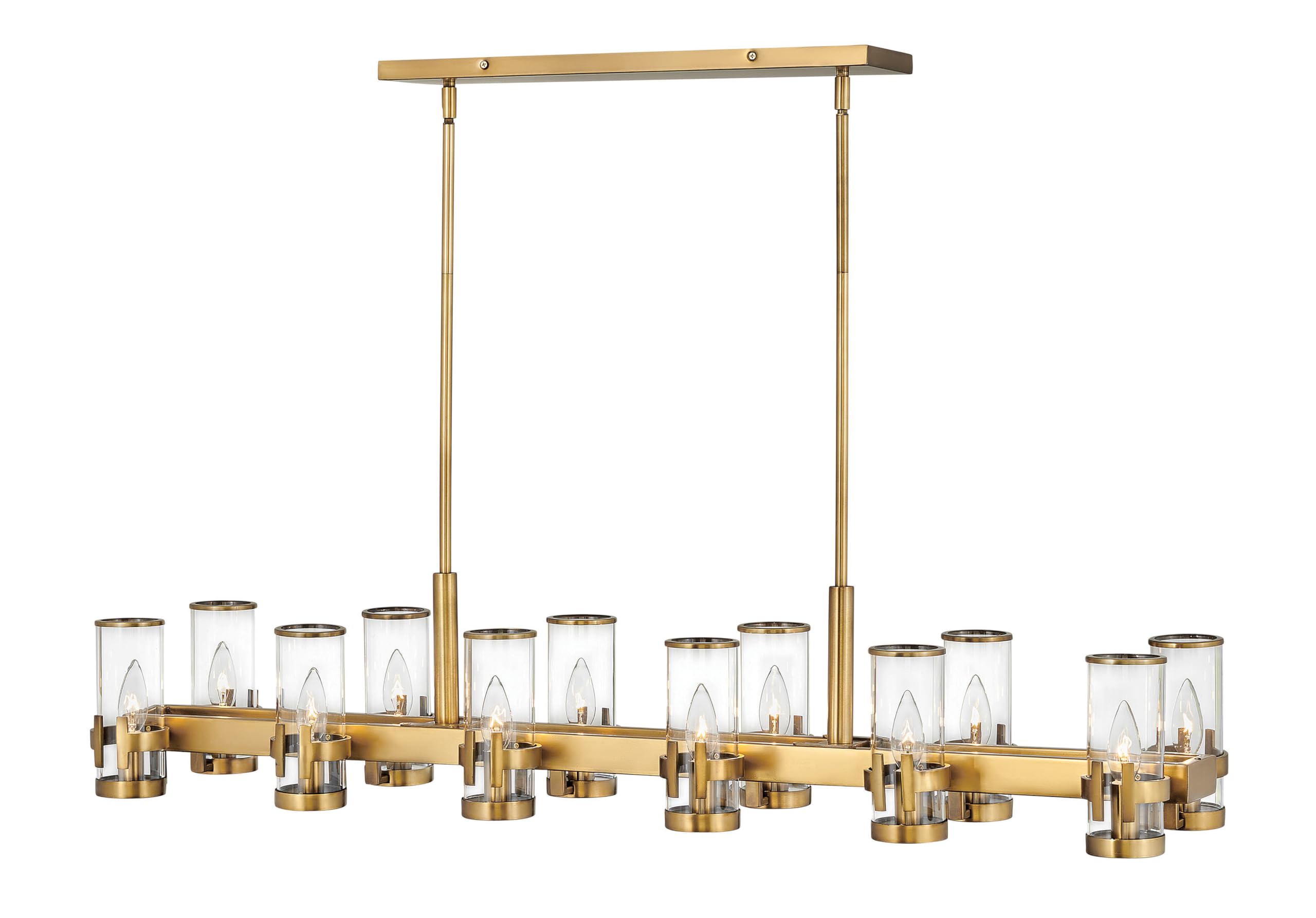 Hinkley Reeve Collection 12-Light Linear Chandelier in Heritage Brass with Clear Glass - Perfect for Dining Room, Kitchen Island & Modern Home Lighting