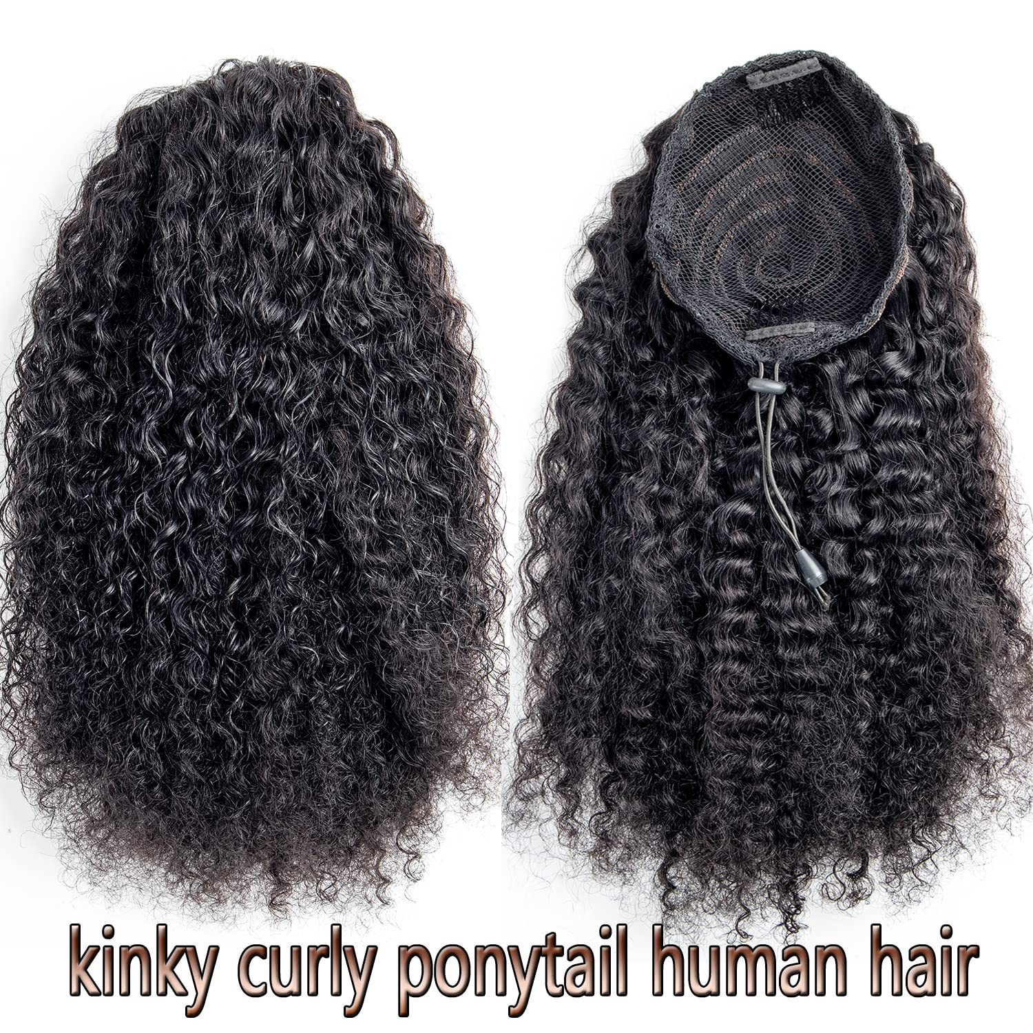 22 Inch Kinky Curly Human Hair Ponytail Extension - Natural Black Afro Puff Drawstring Clip-in Ponytail for Women | Perfect for Protective Styles, Everyday Wear & Special Occasions