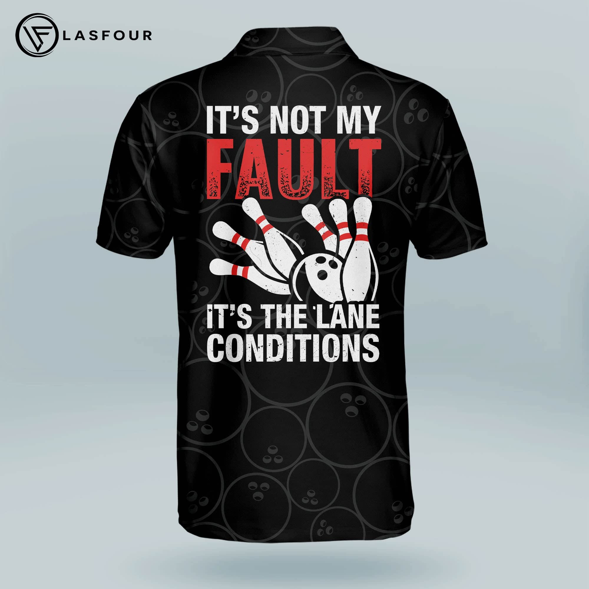 Funny Bowling Shirts for Men - 'It's Not My Fault It's The Lane Conditions' Flame Design Polo Shirts | Team USA Bowling Shirt | Short Sleeve Men's Polo for Gifts & Casual Wear | Perfect for Bowling Leagues, Parties & Retro Fashion